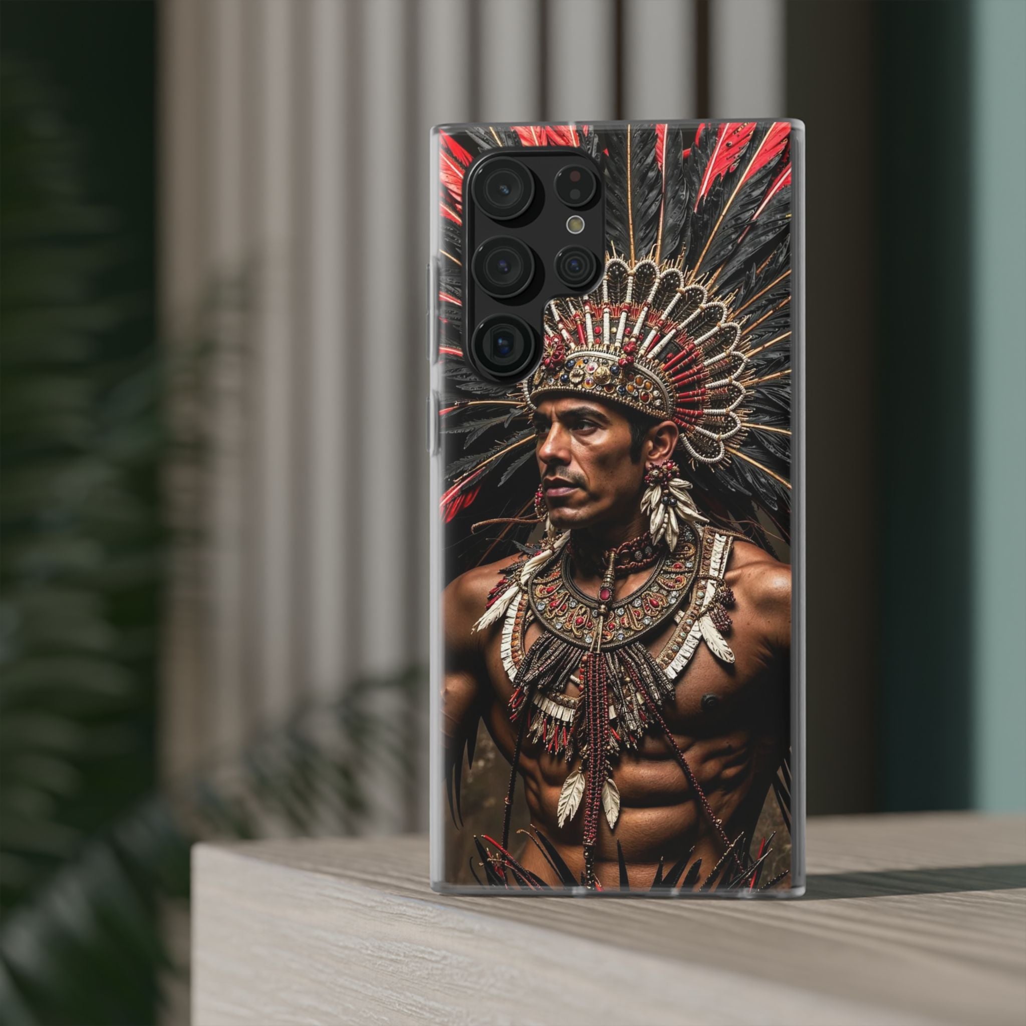 Aztec Sun Guardian – Flexi Phone Case (iPhone & Samsung • Clear TPU • Made in USA • Personalized Option)