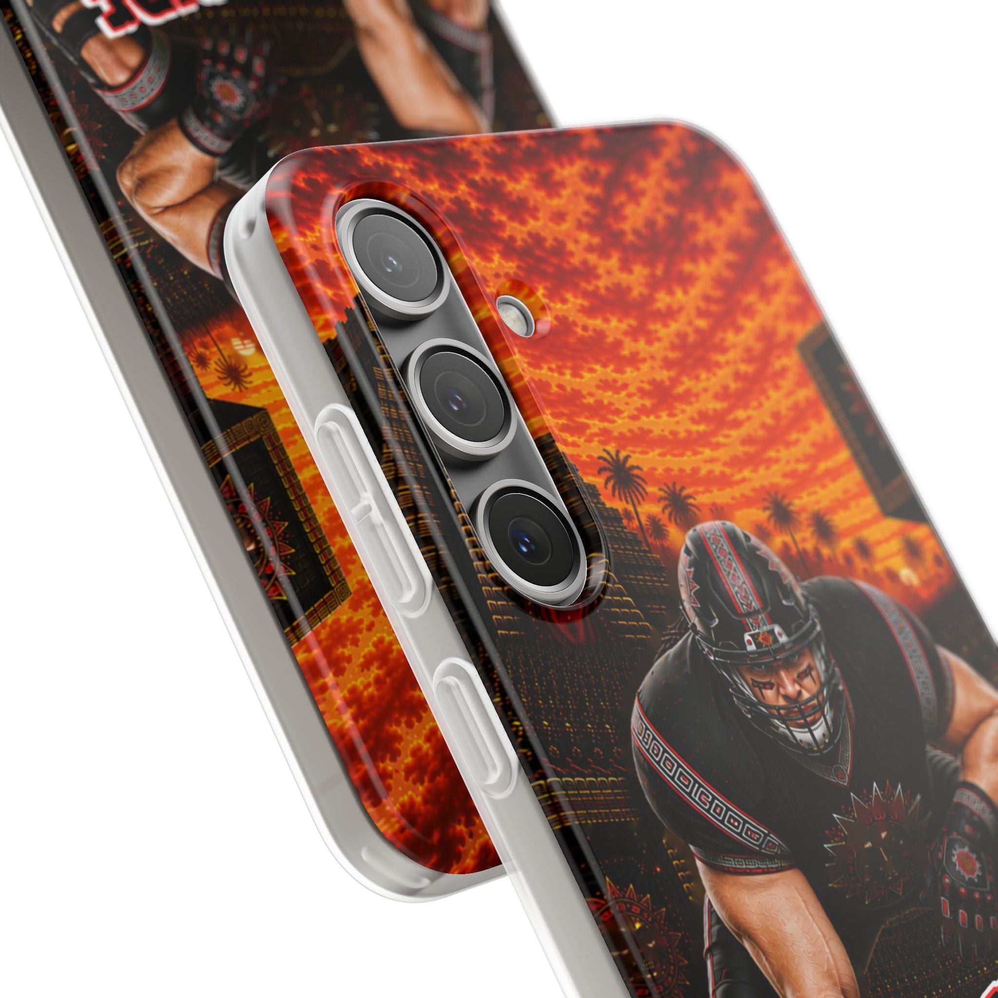 Aztec Football Warrior – Flexi Phone Case (iPhone & Samsung • Clear TPU • Made & Shipped in the USA • 🚚 FREE USA Shipping • Personalized Option)