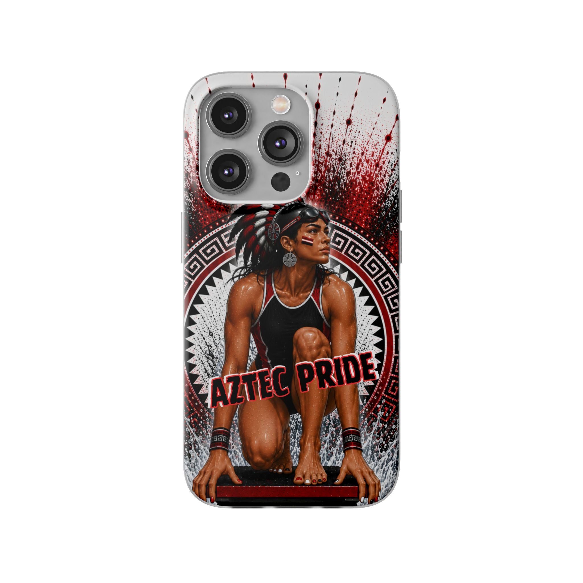 Aztec Swim & Dive Warrior – Flexi Phone Case (iPhone & Samsung • Clear TPU • Made & Shipped in the USA • 🚚 FREE USA Shipping • Personalized Option)