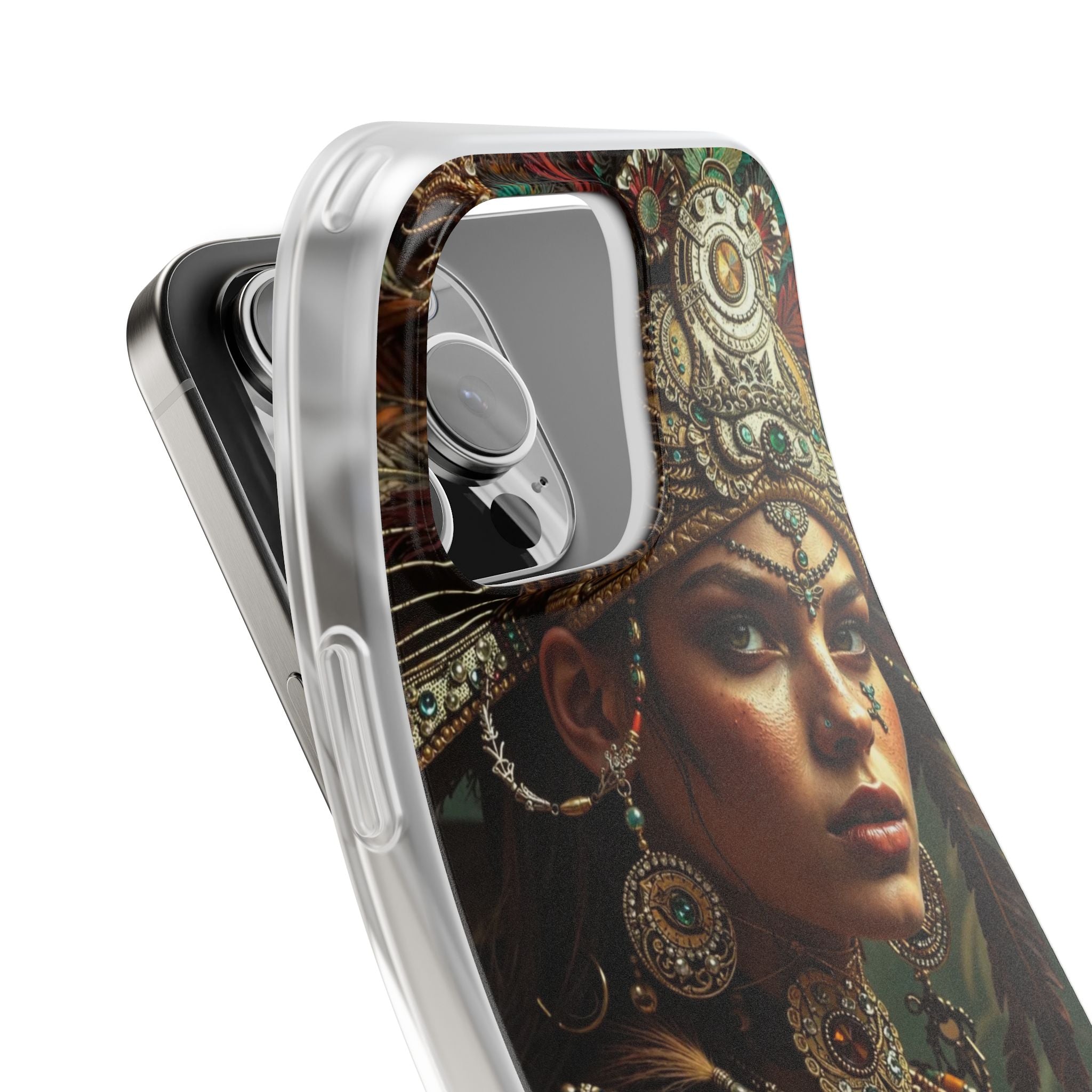 Aztec Warrior Goddess – Flexi Phone Case (iPhone & Samsung • Clear TPU • Made in USA • Personalized Option)