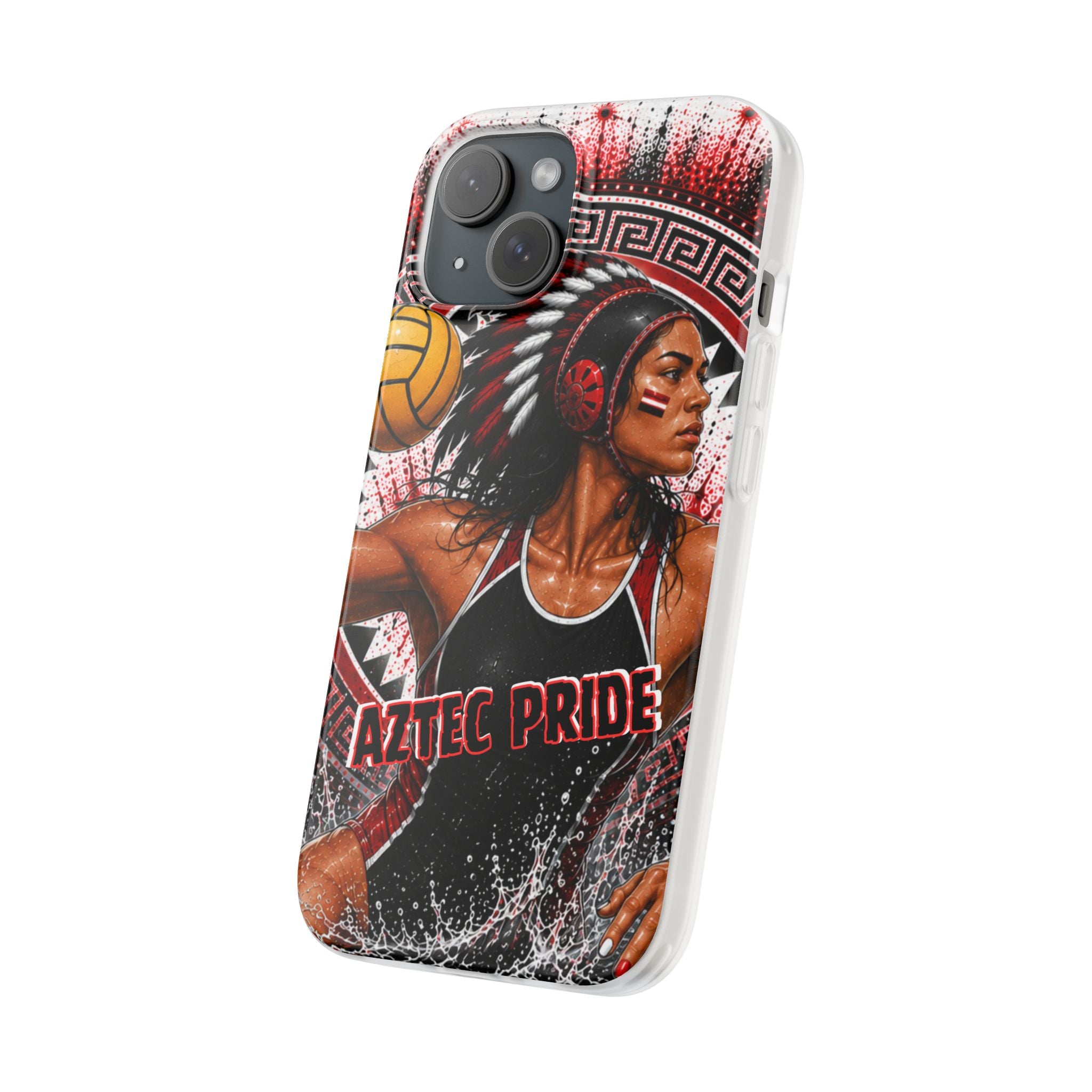 Aztec Water Polo Warrior – Flexi Phone Case (iPhone & Samsung • Clear TPU • Made in USA • Personalized Option)