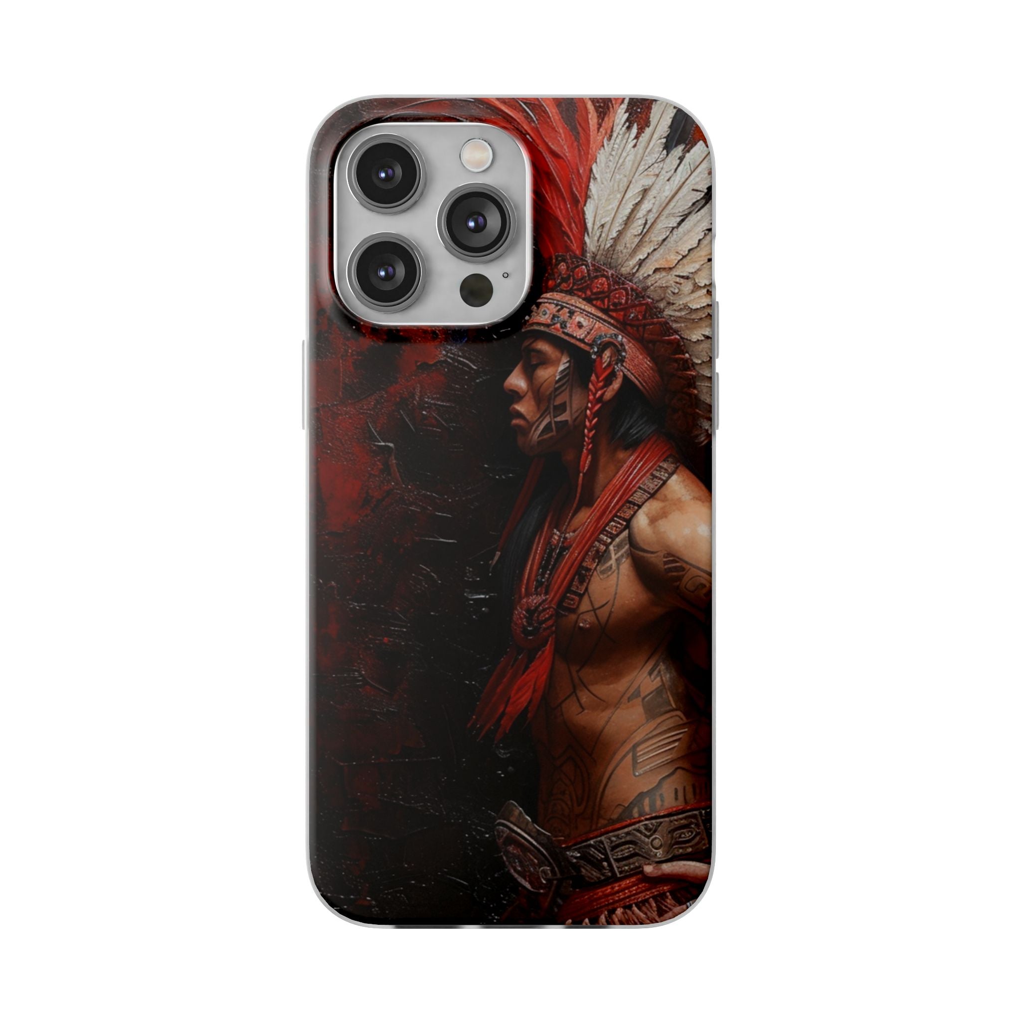 Aztec Noble Warrior – Flexi Phone Case (iPhone & Samsung • Clear TPU • Made in USA • Personalized Option)