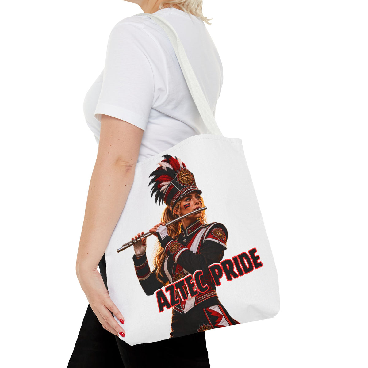 Aztec Band Warrior Tote Bag | Aztec-Inspired AI Art • Made & Shipped in the USA • 🚚 FREE USA Shipping • FREE Personalization