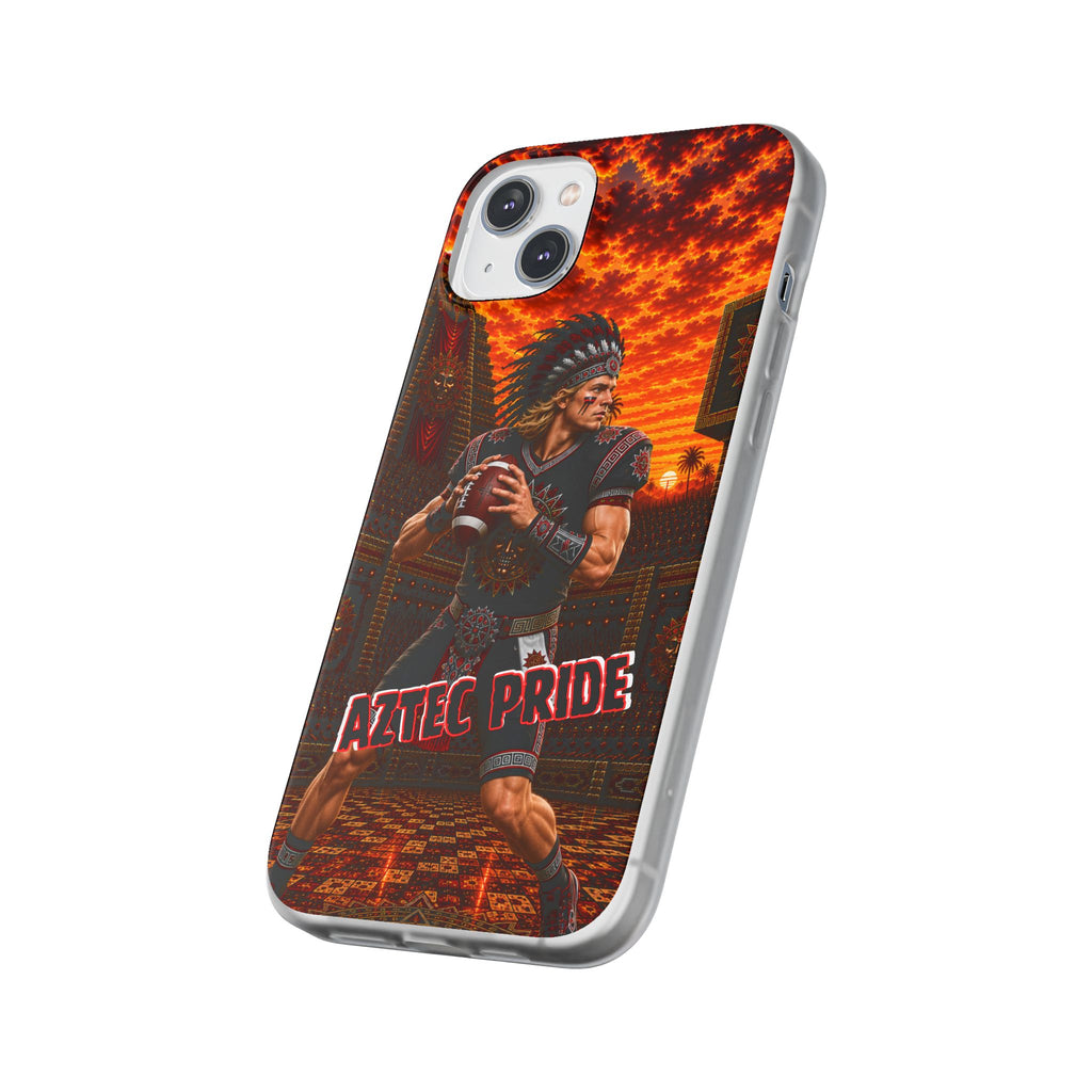 Aztec Football Warrior – Flexi Phone Case (iPhone & Samsung • Clear TPU • Made & Shipped in the USA • 🚚 FREE USA Shipping • Personalized Option)