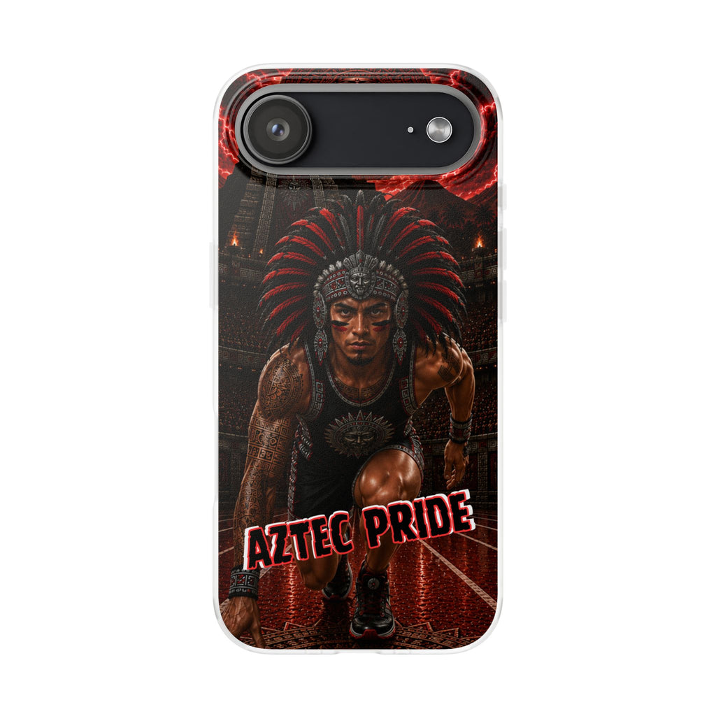 Aztec Track & Field Male Warrior – Flexi Phone Case (iPhone & Samsung • Clear TPU • Made & Shipped in the USA • 🚚 FREE USA Shipping • Personalized Option)