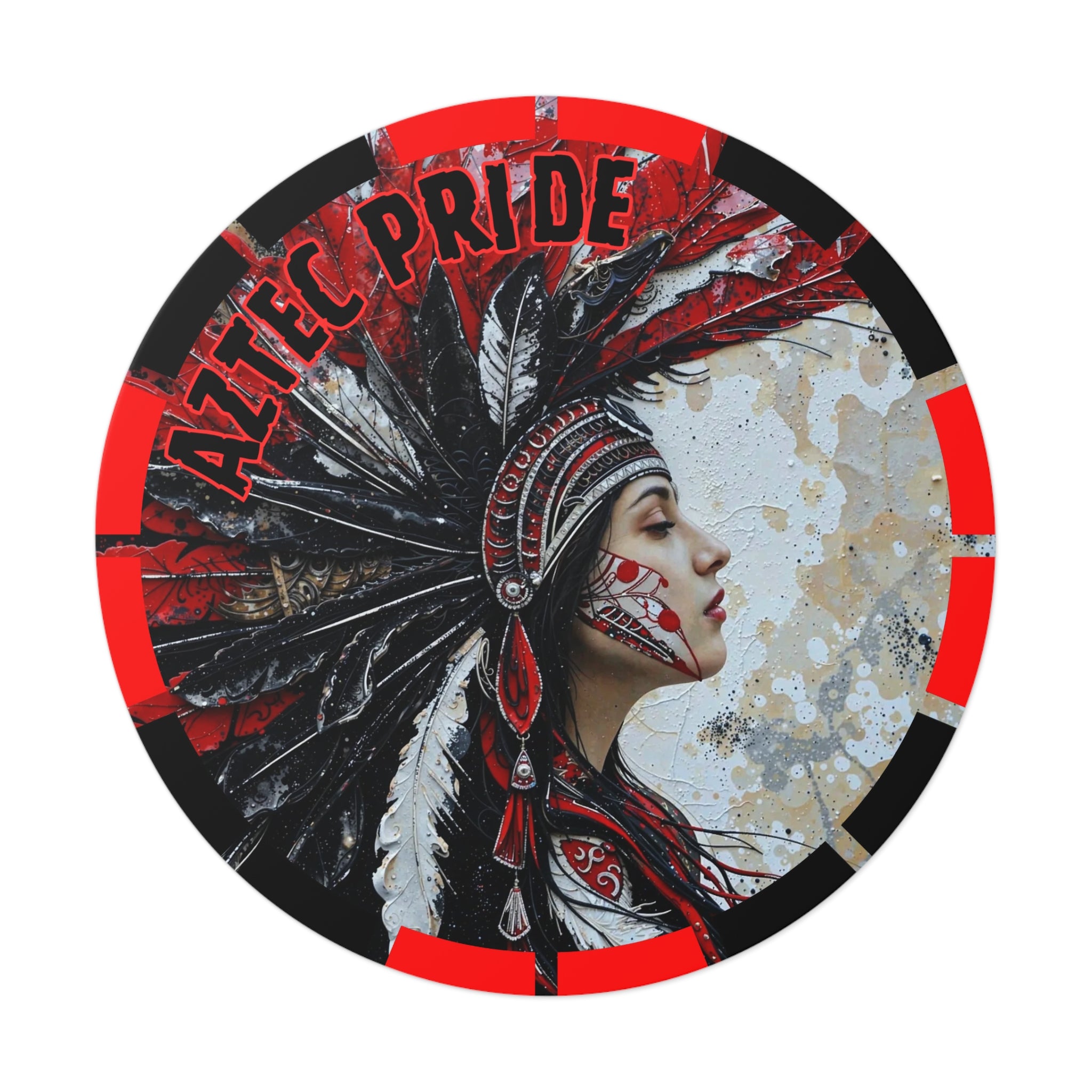 Aztec Silent Goddess Round Vinyl Sticker – Waterproof Matte Decal (2”–6”)