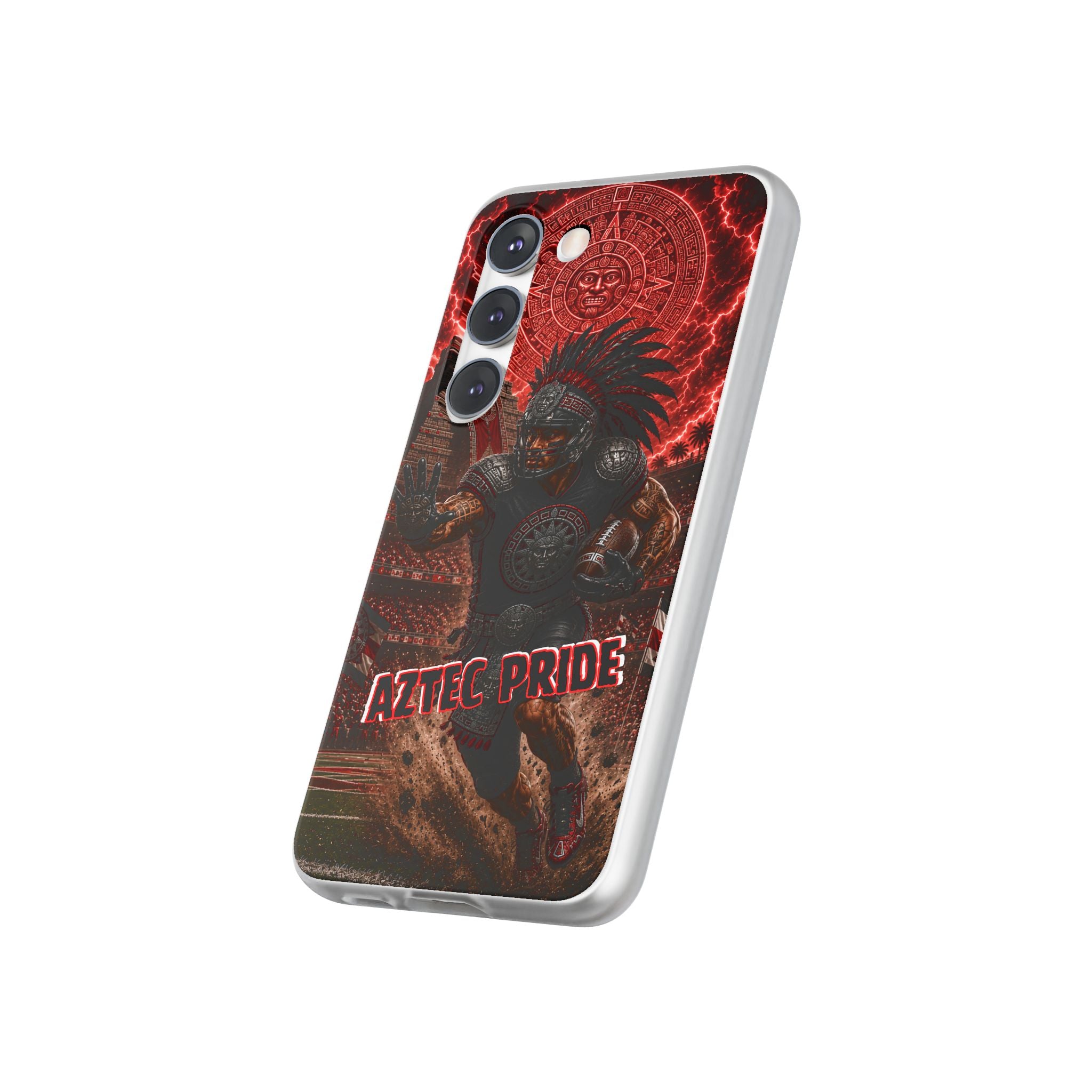 Aztec Football Warrior – Flexi Phone Case (iPhone & Samsung • Clear TPU • Made in USA • Personalized Option)