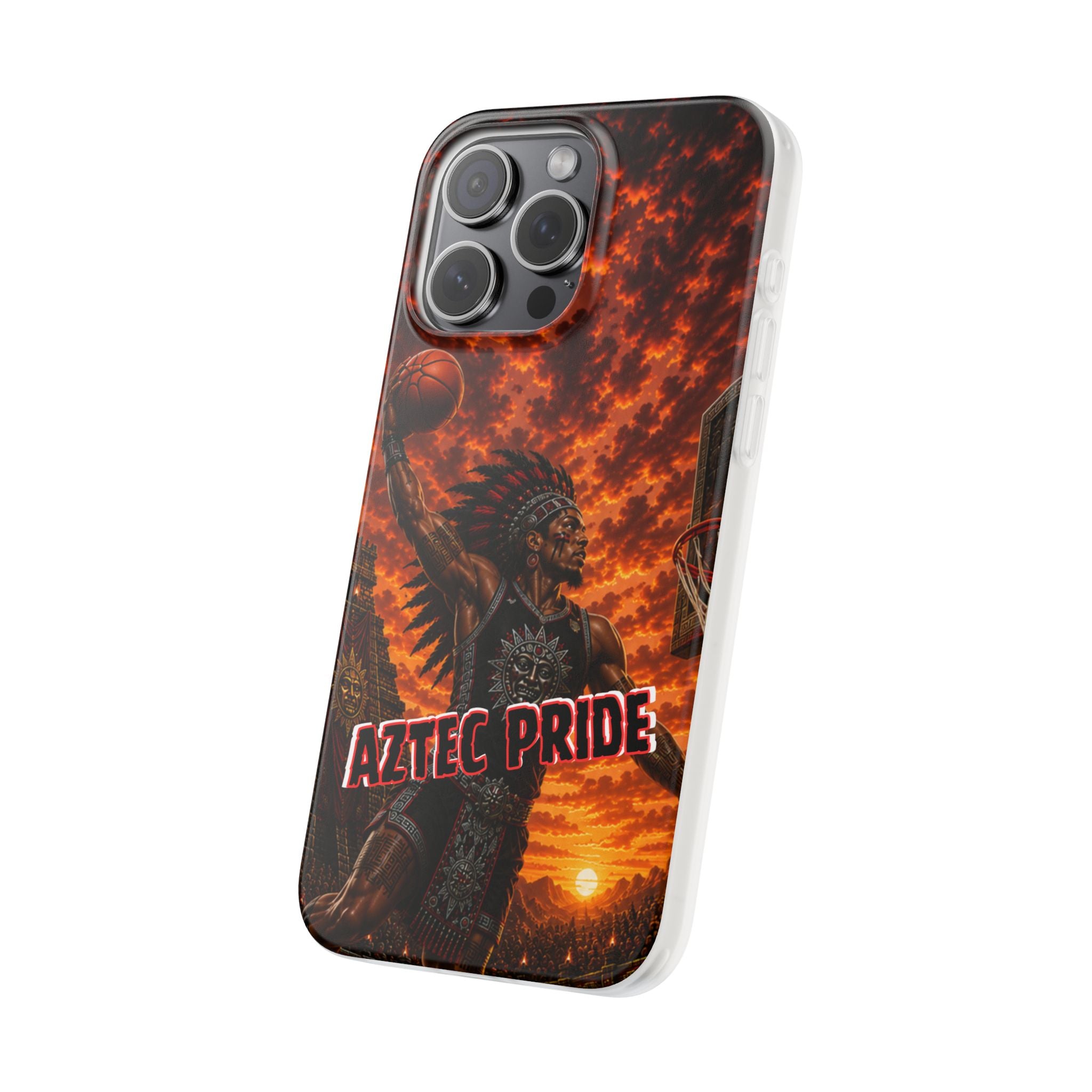 Aztec Basketball Male Warrior – Flexi Phone Case (iPhone & Samsung • Clear TPU • Made & Shipped in the USA • 🚚 FREE USA Shipping • Personalized Option)
