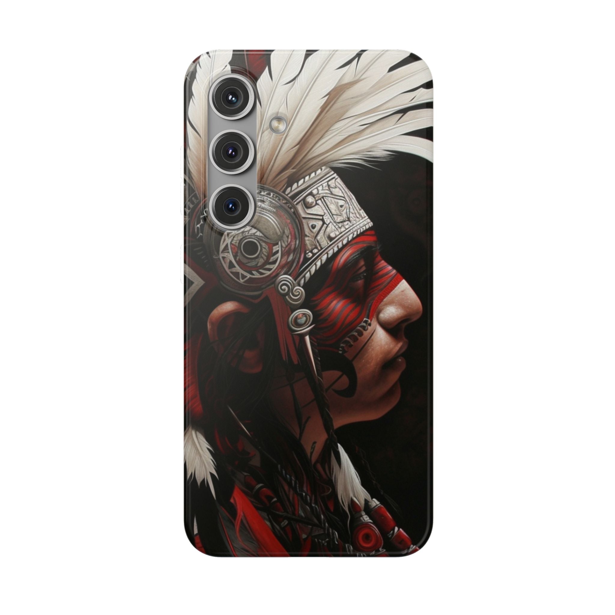 Aztec Warrior King – Flexi Phone Case (iPhone & Samsung • Clear TPU • Made in USA • Personalized Option)