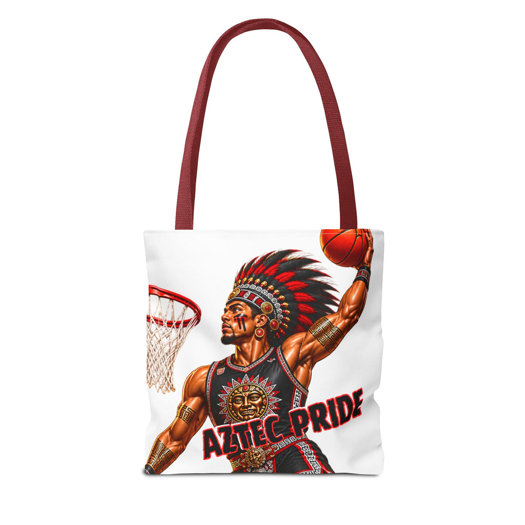 Aztec Basketball Dunk Warrior Tote Bag | Aztec-Inspired AI Art • Made & Shipped in the USA • 🚚 FREE USA Shipping • FREE Personalization