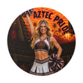 Aztec Cheerleader Warrior Round Vinyl Sticker 2”–6” | Made & Shipped in the USA • 🚚 FREE USA Shipping • Personalized Option