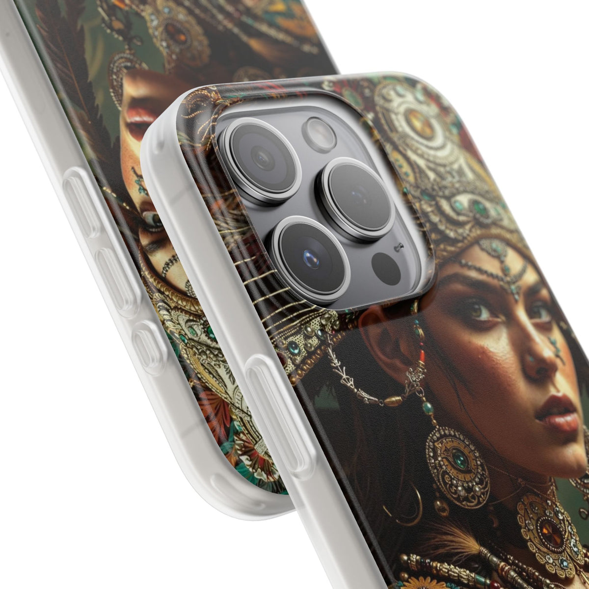 Aztec Warrior Goddess – Flexi Phone Case (iPhone & Samsung • Clear TPU • Made in USA • Personalized Option)