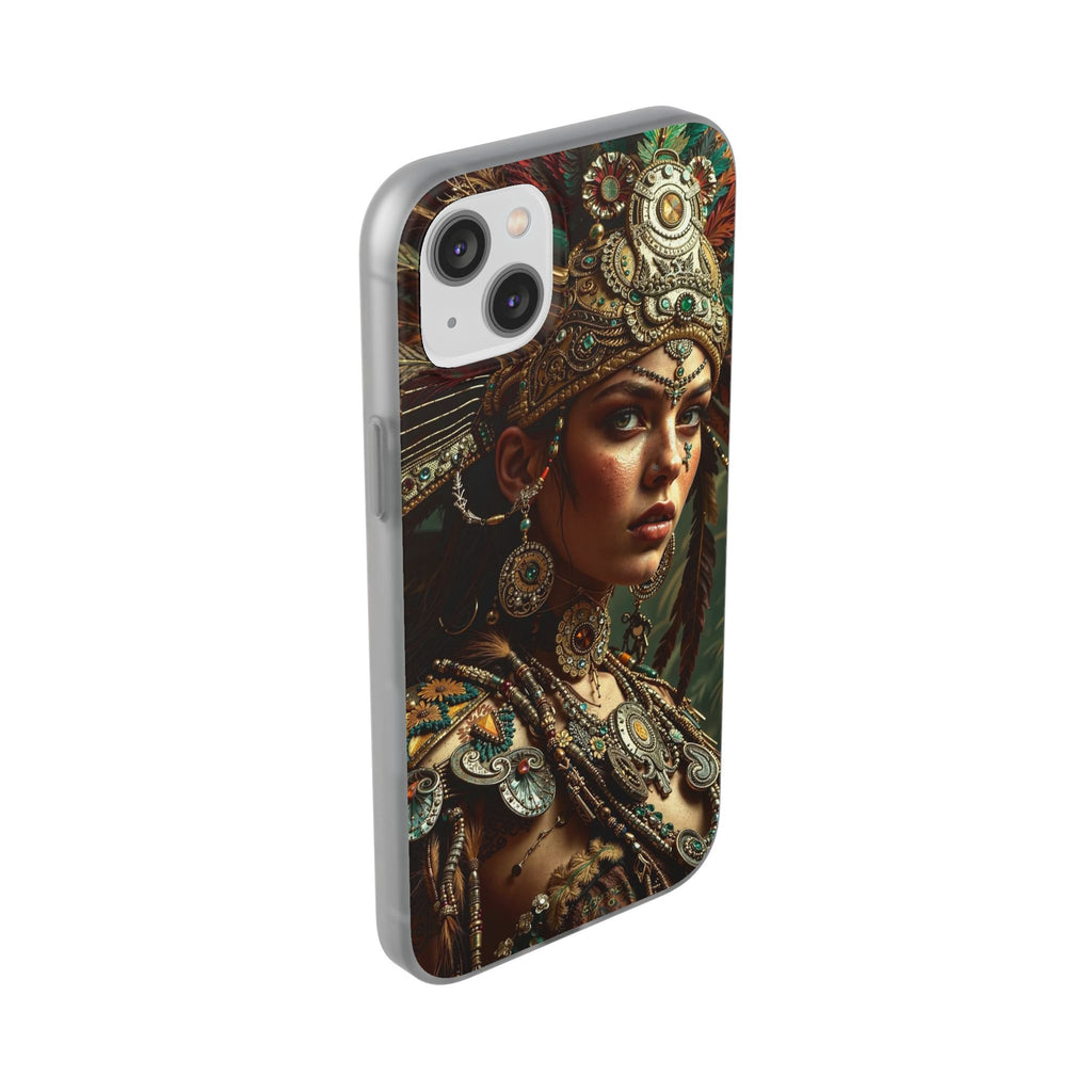 Aztec Warrior Goddess – Flexi Phone Case (iPhone & Samsung • Clear TPU • Made in USA • Personalized Option)