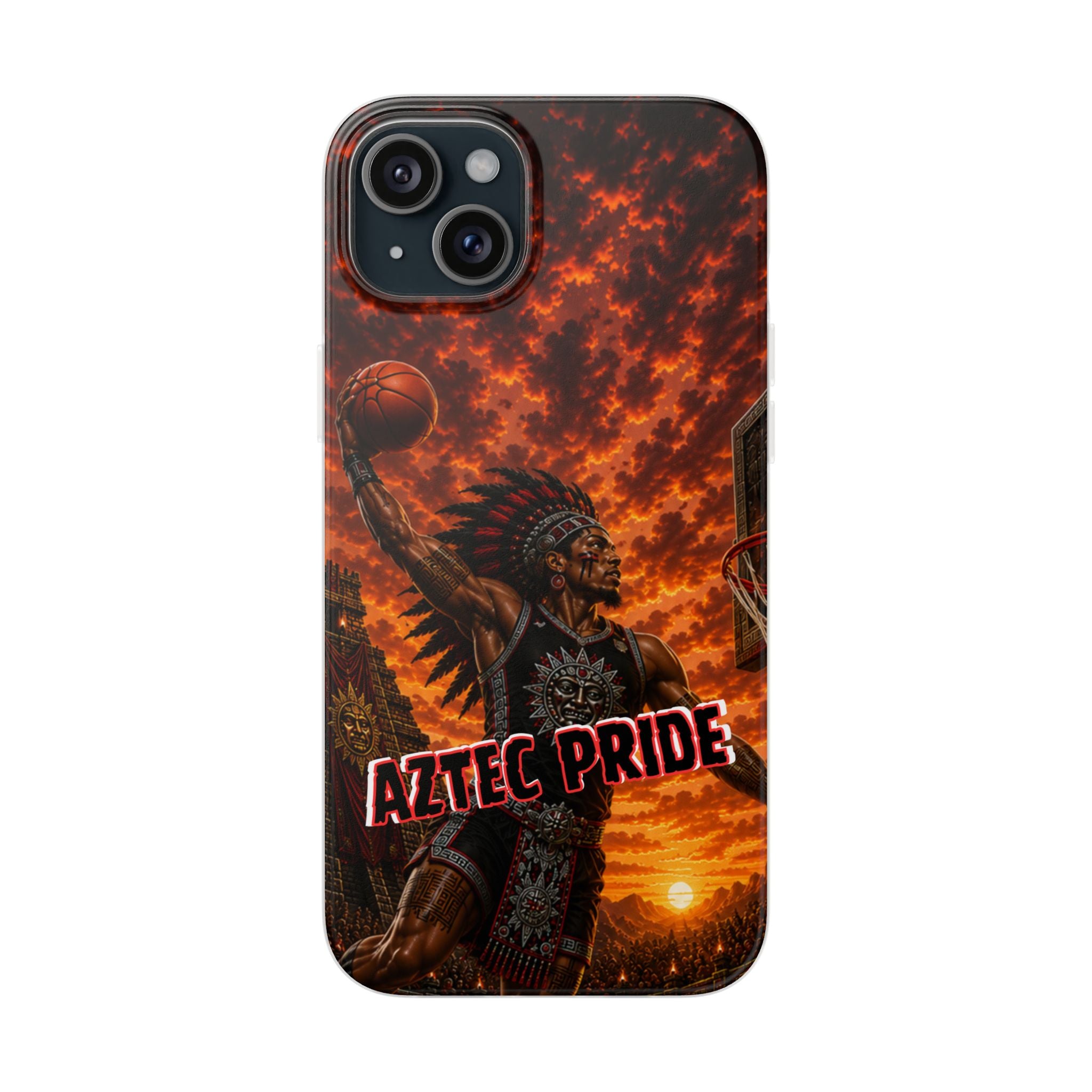 Aztec Basketball Male Warrior – Flexi Phone Case (iPhone & Samsung • Clear TPU • Made & Shipped in the USA • 🚚 FREE USA Shipping • Personalized Option)