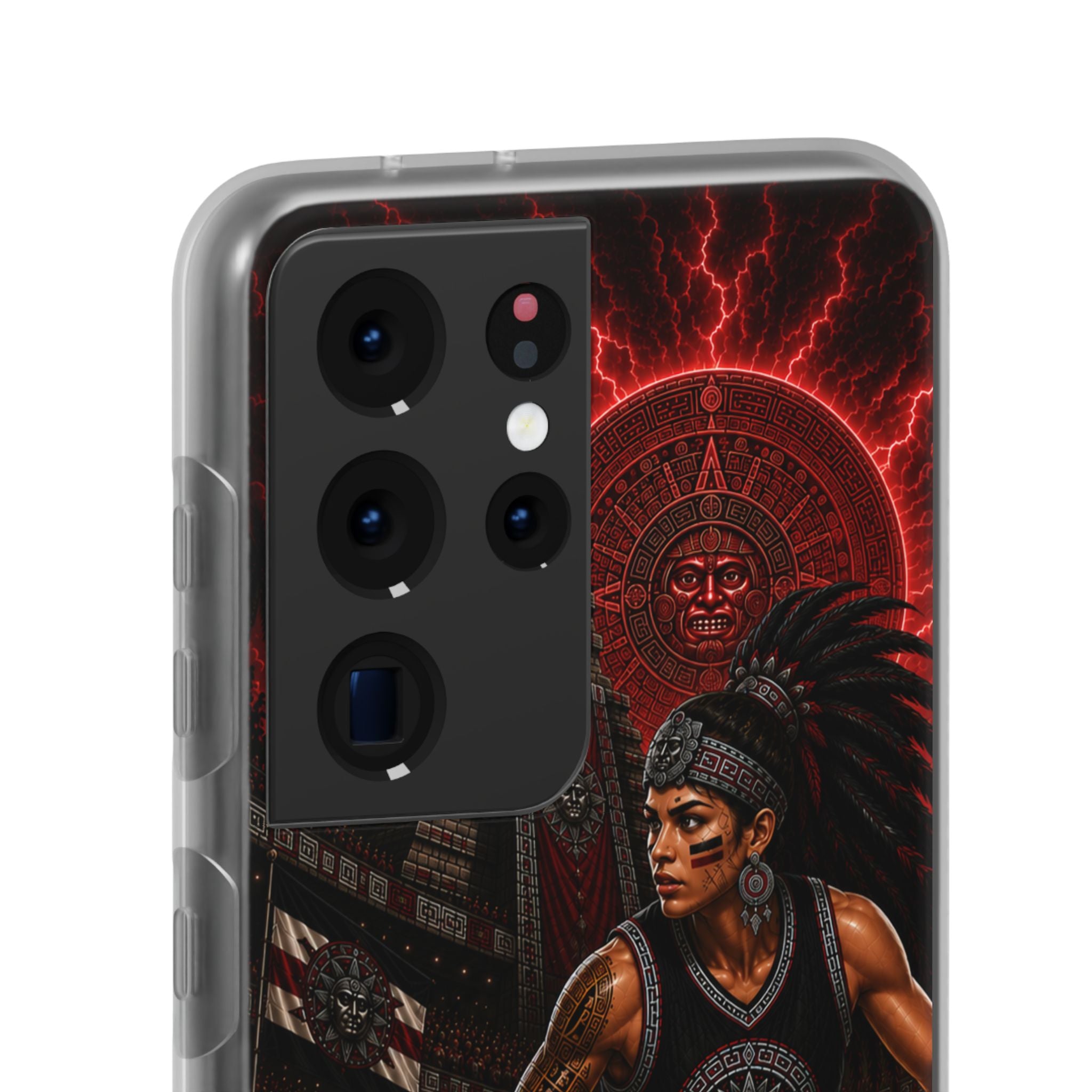 Aztec Basketball Female Warrior – Flexi Phone Case (iPhone & Samsung • Clear TPU • Made & Shipped in the USA • 🚚 FREE USA Shipping • Personalized Option)