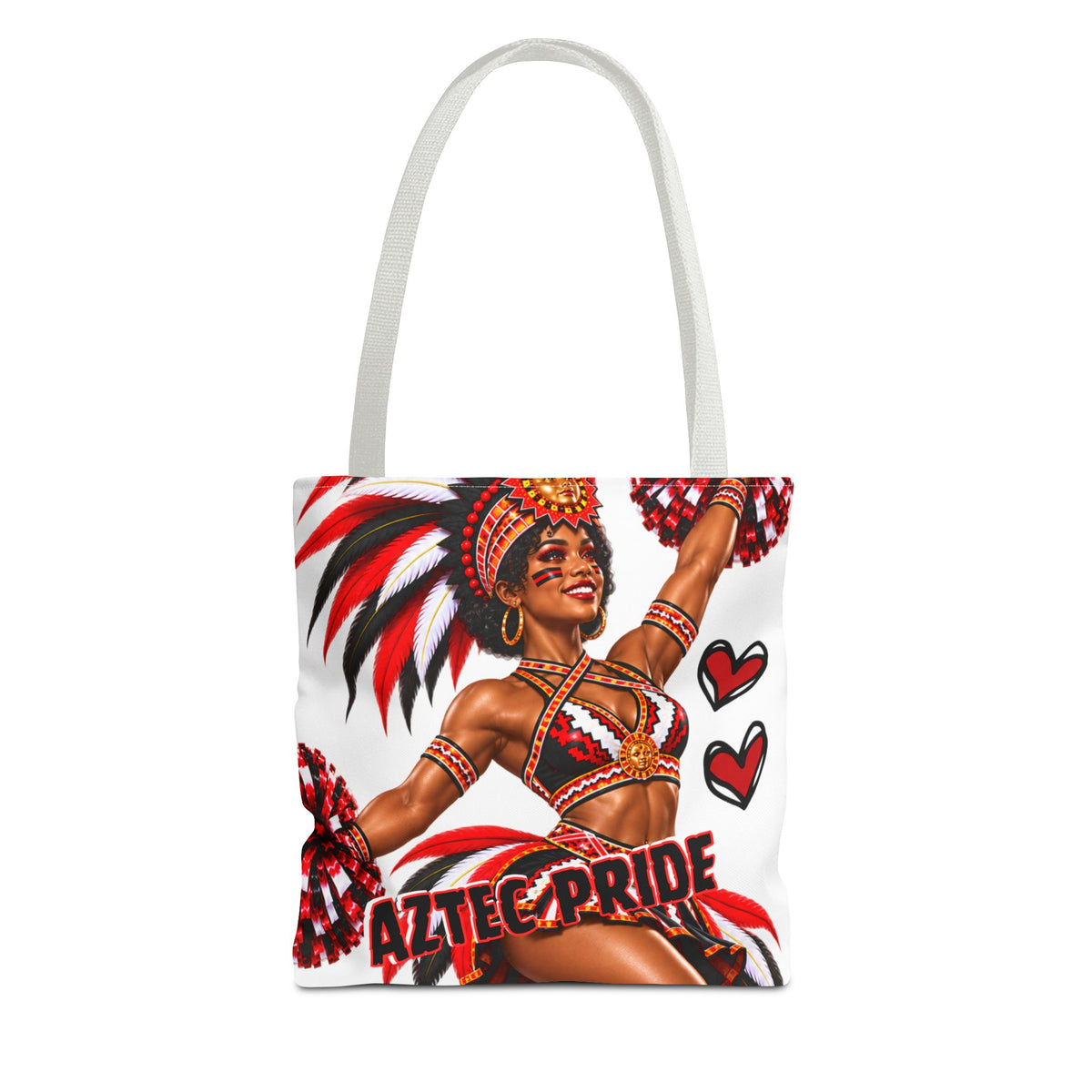 Aztec Cheerleader Warrior Tote Bag | Aztec-Inspired AI Art • Made & Shipped in the USA • 🚚 FREE USA Shipping • FREE Personalization