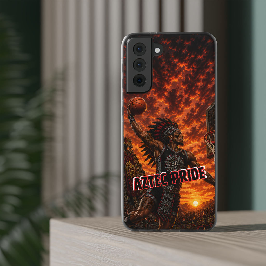 Aztec Basketball Male Warrior – Flexi Phone Case (iPhone & Samsung • Clear TPU • Made & Shipped in the USA • 🚚 FREE USA Shipping • Personalized Option)