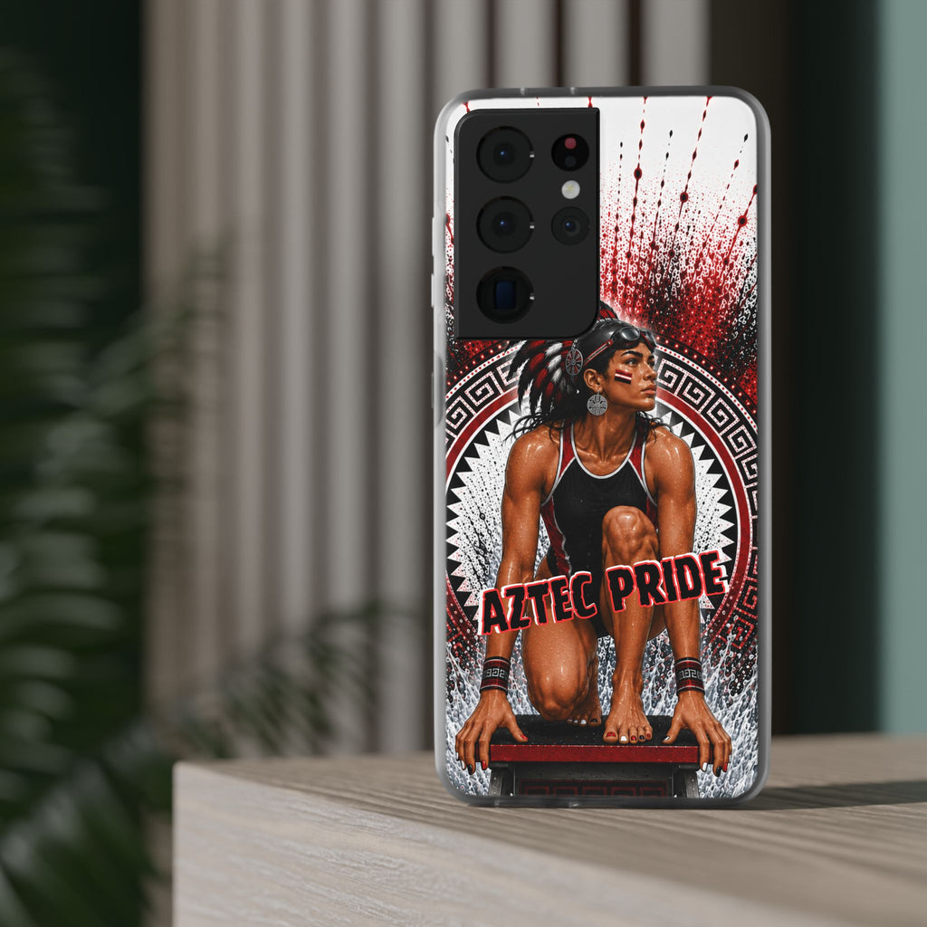 Aztec Swim & Dive Warrior – Flexi Phone Case (iPhone & Samsung • Clear TPU • Made & Shipped in the USA • 🚚 FREE USA Shipping • Personalized Option)