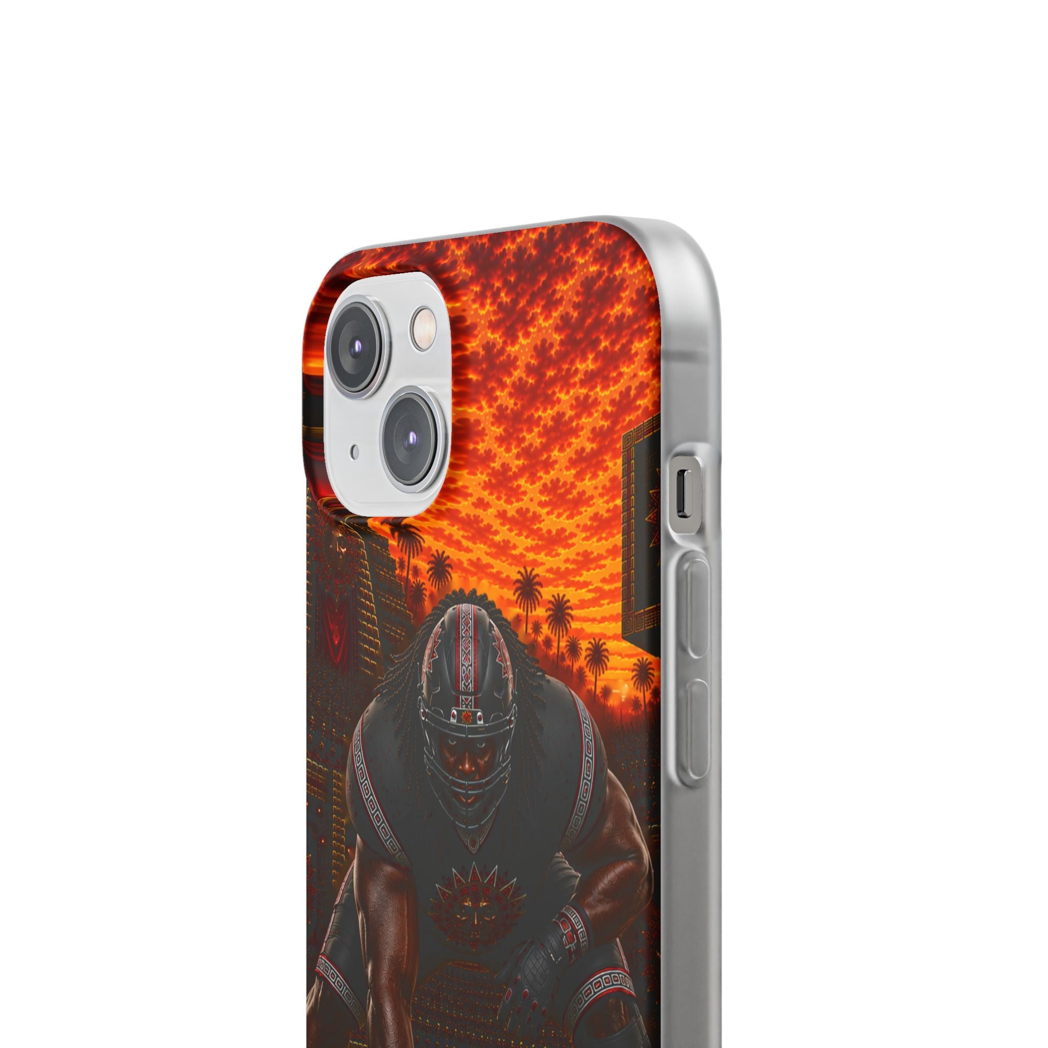 Aztec Football Warrior – Flexi Phone Case (iPhone & Samsung • Clear TPU • Made & Shipped in the USA • 🚚 FREE USA Shipping • Personalized Option)