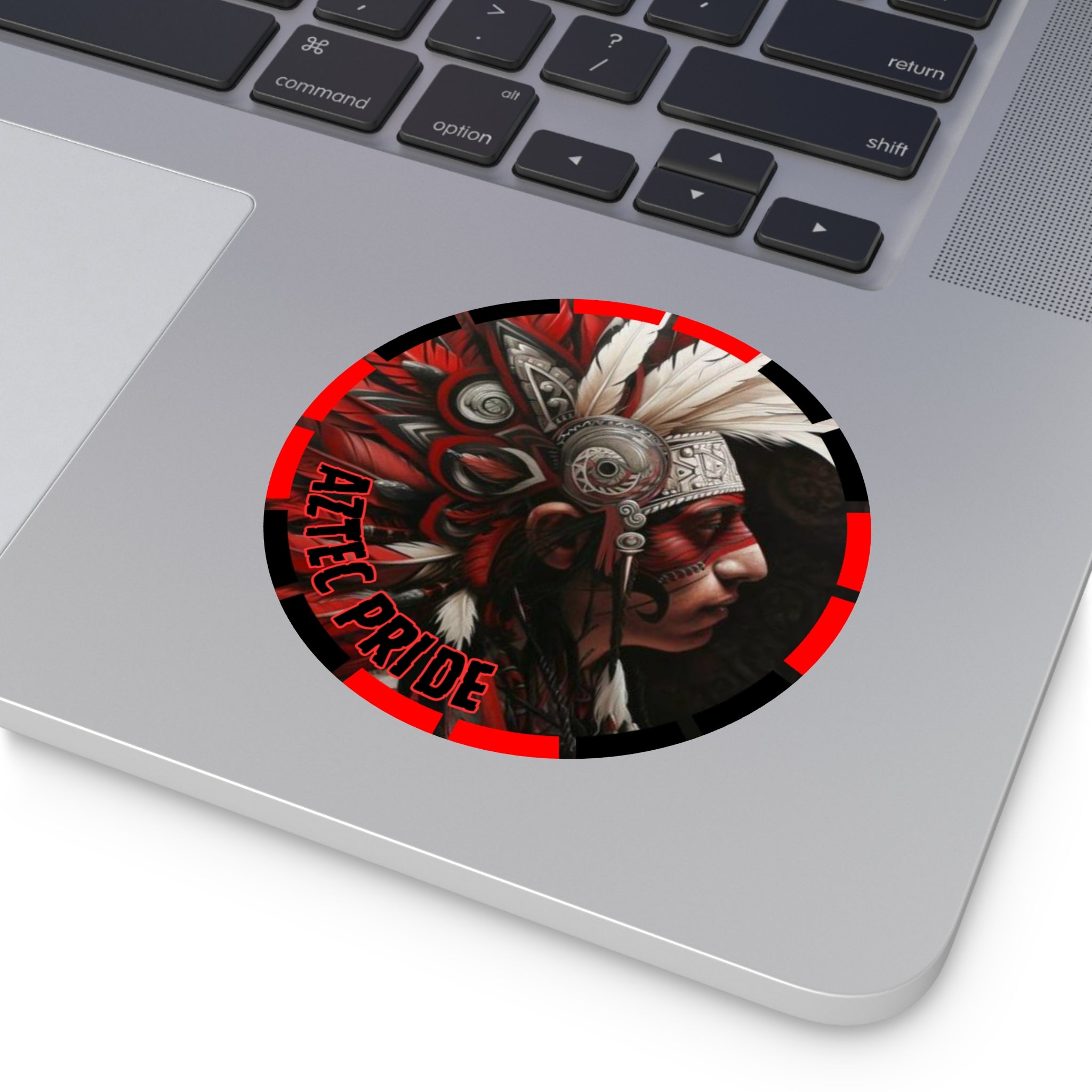 Aztec Warrior King Round Vinyl Sticker – Waterproof Matte Decal (2”–6”)