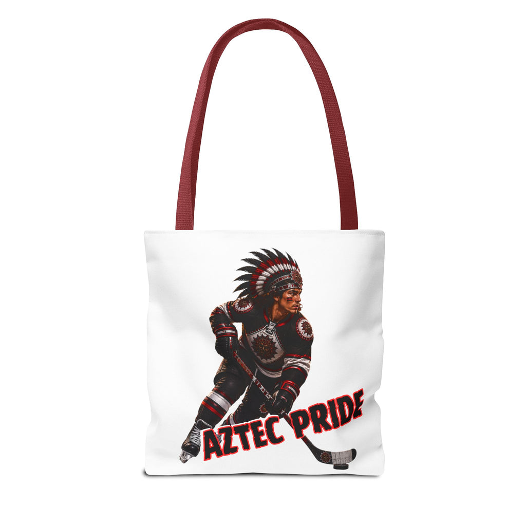 Aztec Hockey Warrior Tote Bag | Aztec-Inspired AI Art • Made & Shipped in the USA • 🚚 FREE USA Shipping • FREE Personalization