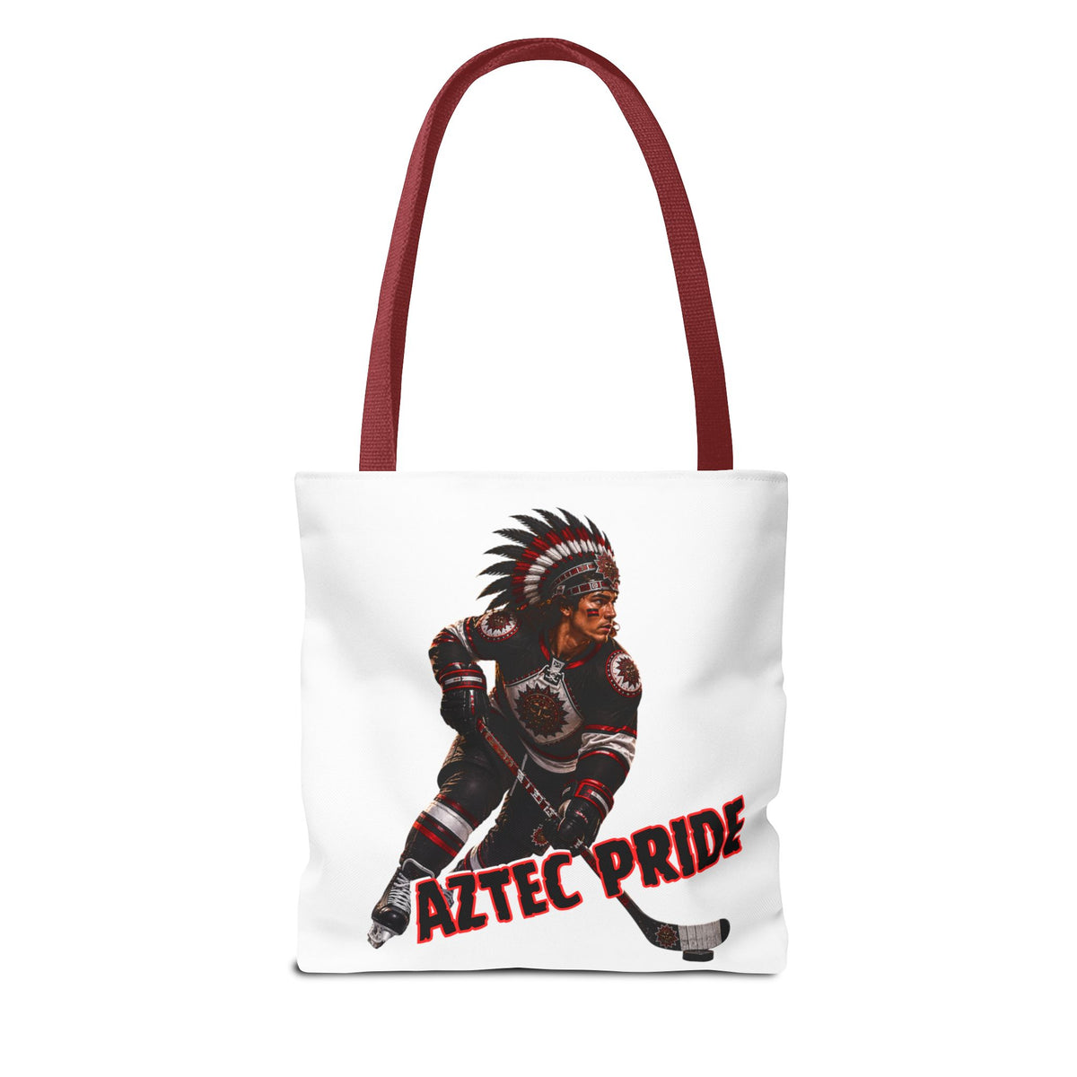 Aztec Hockey Warrior Tote Bag | Aztec-Inspired AI Art • Made & Shipped in the USA • 🚚 FREE USA Shipping • FREE Personalization