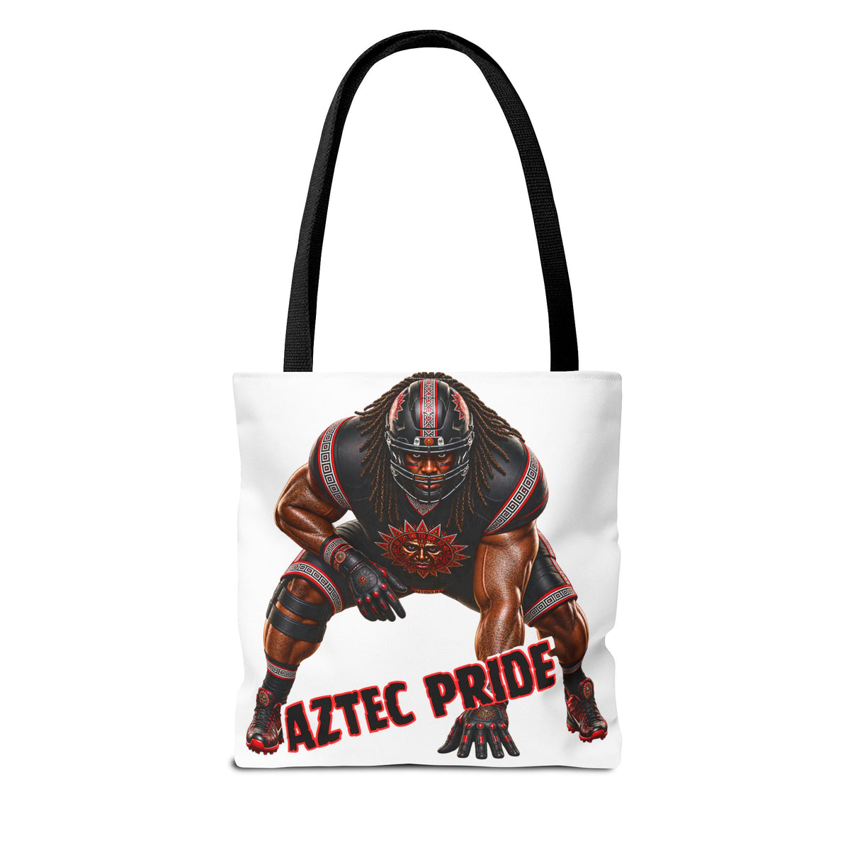 Aztec Football O-Line Warrior Tote Bag | Aztec-Inspired AI Art • Made & Shipped in the USA • 🚚 FREE USA Shipping • FREE Personalization