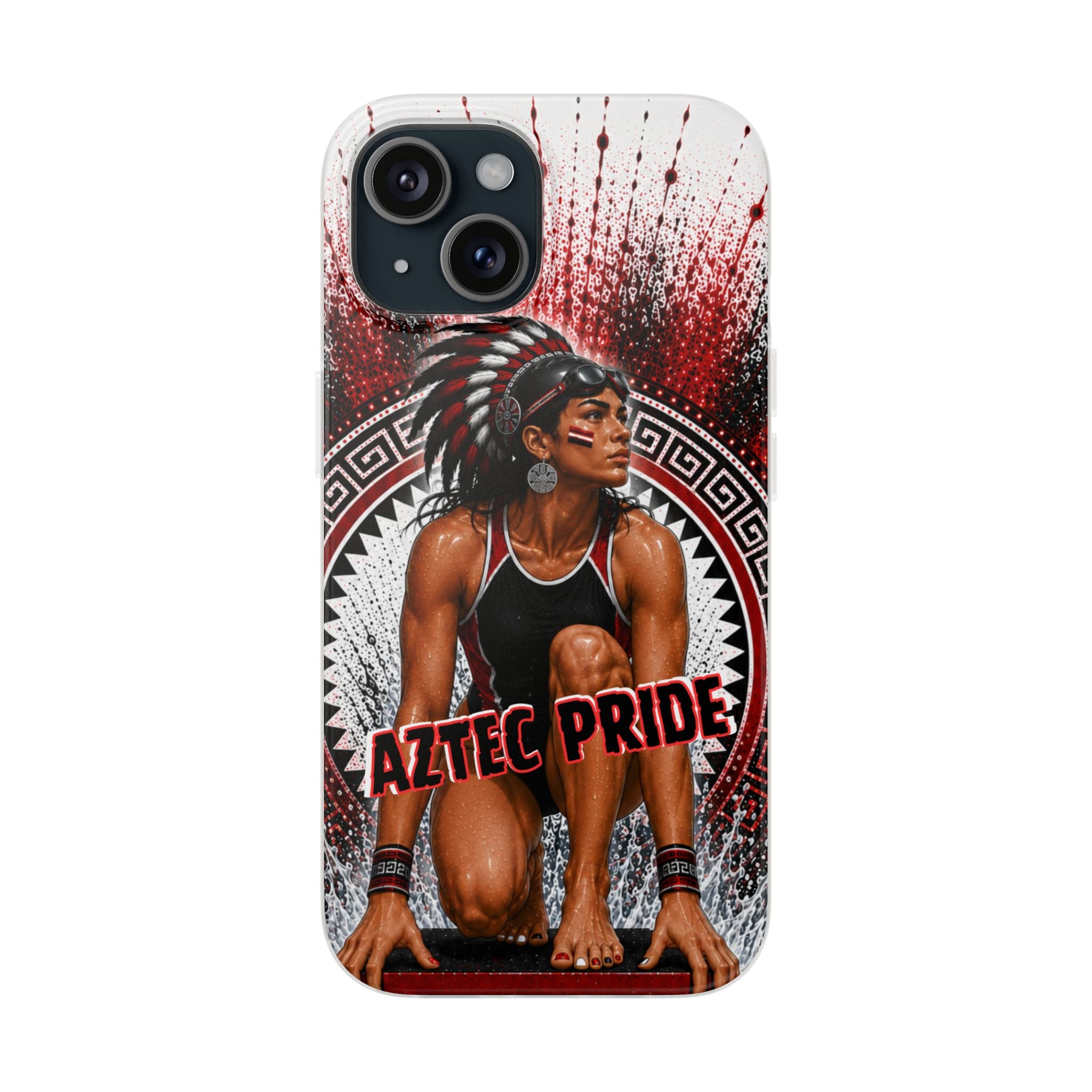 Aztec Swim & Dive Warrior – Flexi Phone Case (iPhone & Samsung • Clear TPU • Made & Shipped in the USA • 🚚 FREE USA Shipping • Personalized Option)