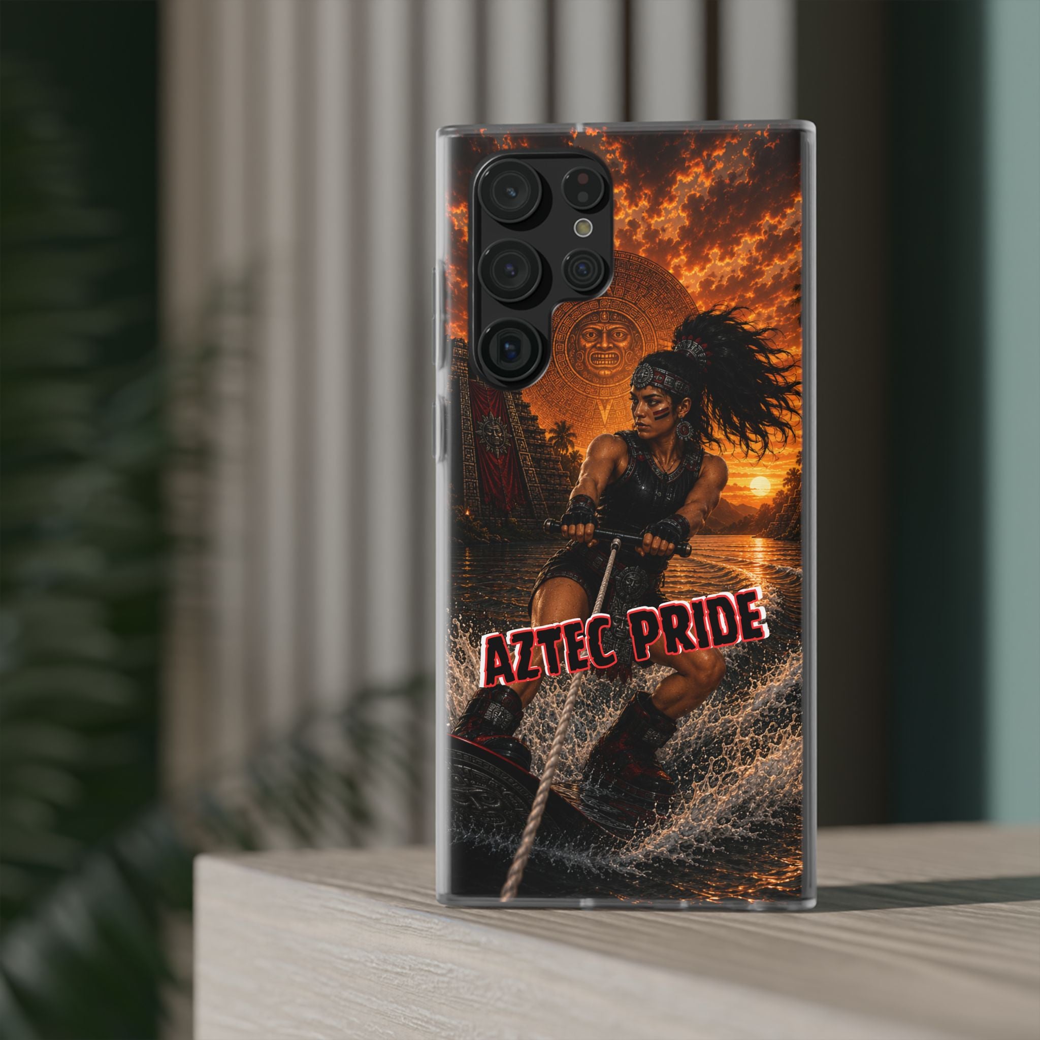 Aztec Wakeboard Female Warrior – Flexi Phone Case (iPhone & Samsung • Clear TPU • Made & Shipped in the USA • 🚚 FREE USA Shipping • Personalized Option)