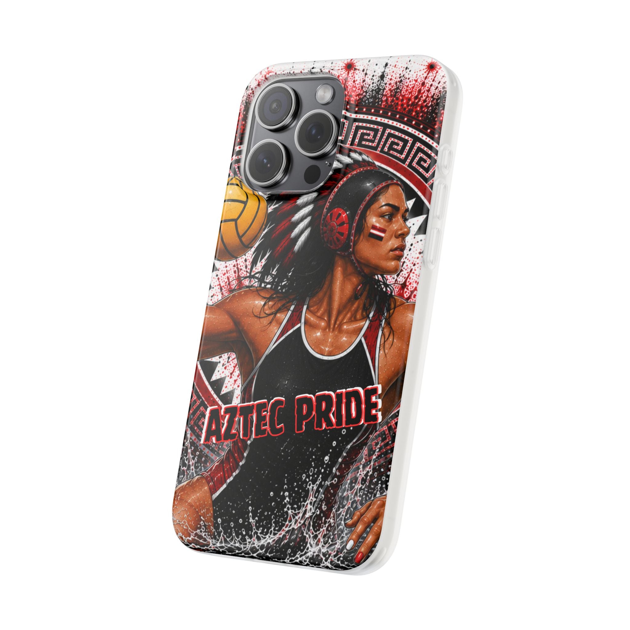 Aztec Water Polo Warrior – Flexi Phone Case (iPhone & Samsung • Clear TPU • Made in USA • Personalized Option)
