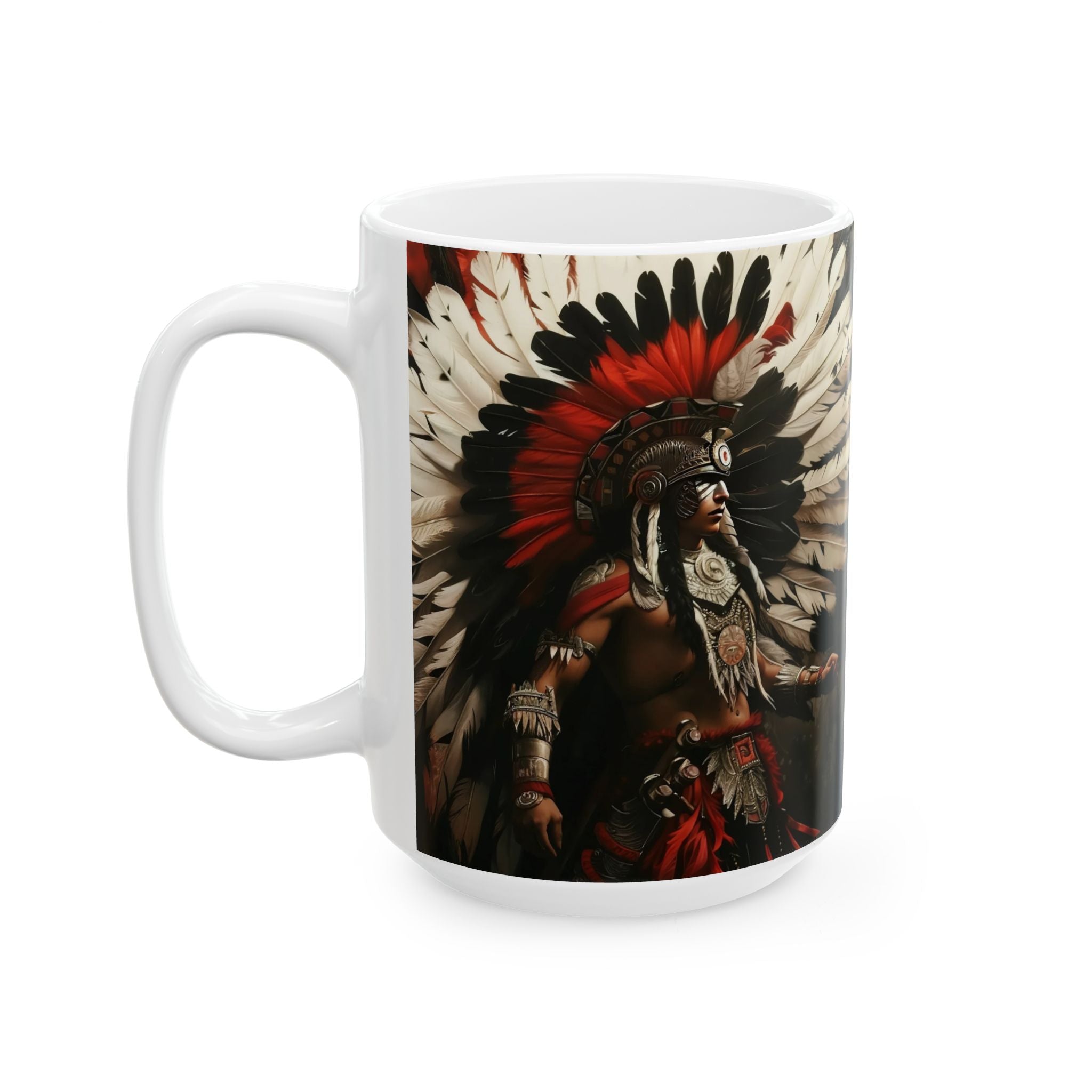 Aztec Fierce Warrior – Ceramic Mug (11oz, 15oz • Dishwasher & Microwave Safe • Made in USA • Personalized Option)