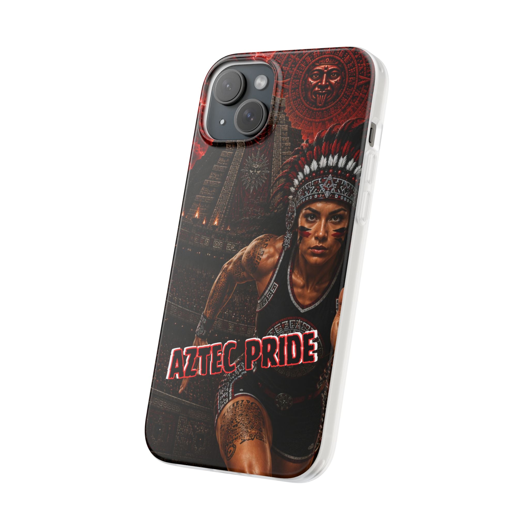 Aztec Track & Field Female Warrior – Flexi Phone Case (iPhone & Samsung • Clear TPU • Made & Shipped in the USA • 🚚 FREE USA Shipping • Personalized Option)