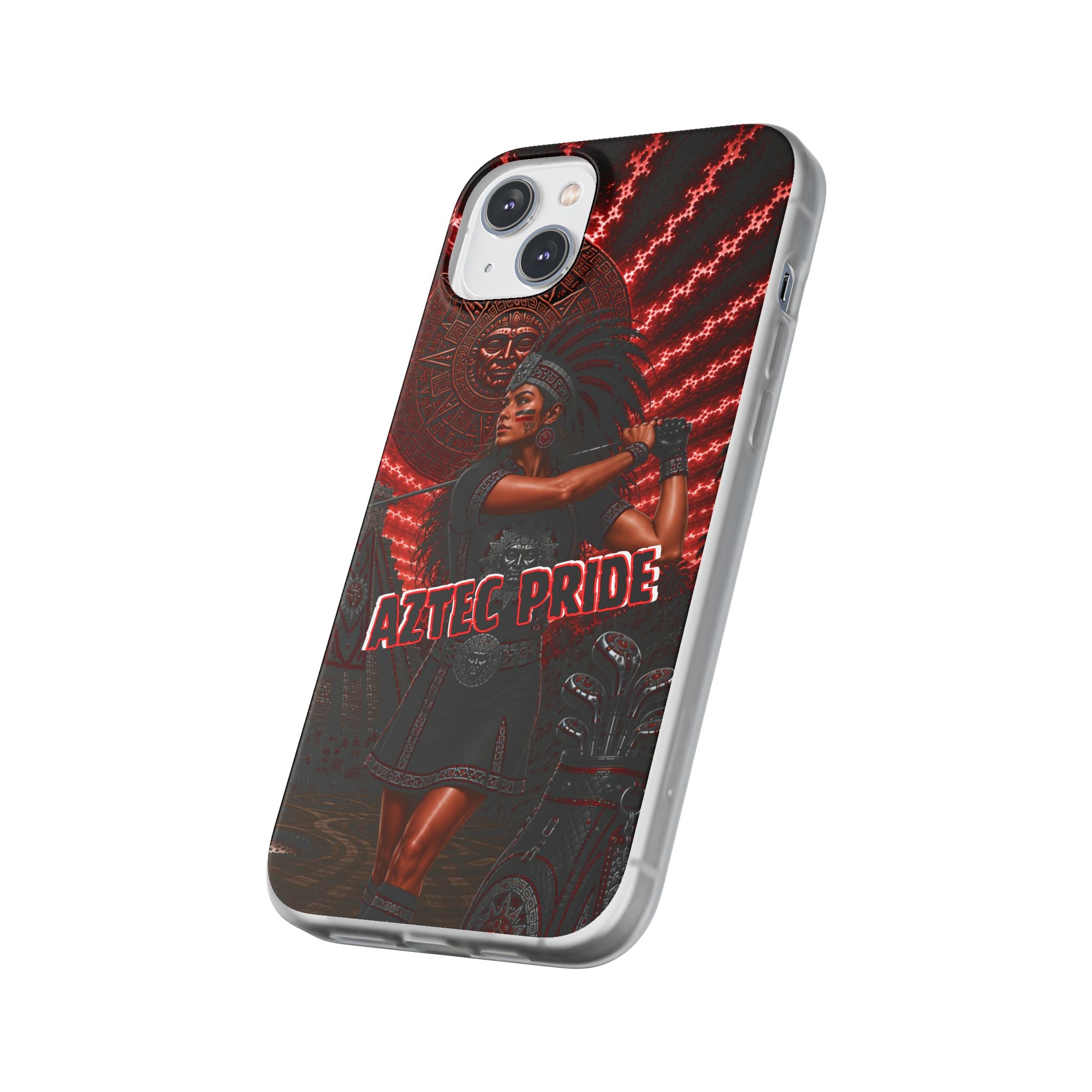 Aztec Golf Female Warrior – Flexi Phone Case (iPhone & Samsung • Clear TPU • Made & Shipped in the USA • 🚚 FREE USA Shipping • Personalized Option)