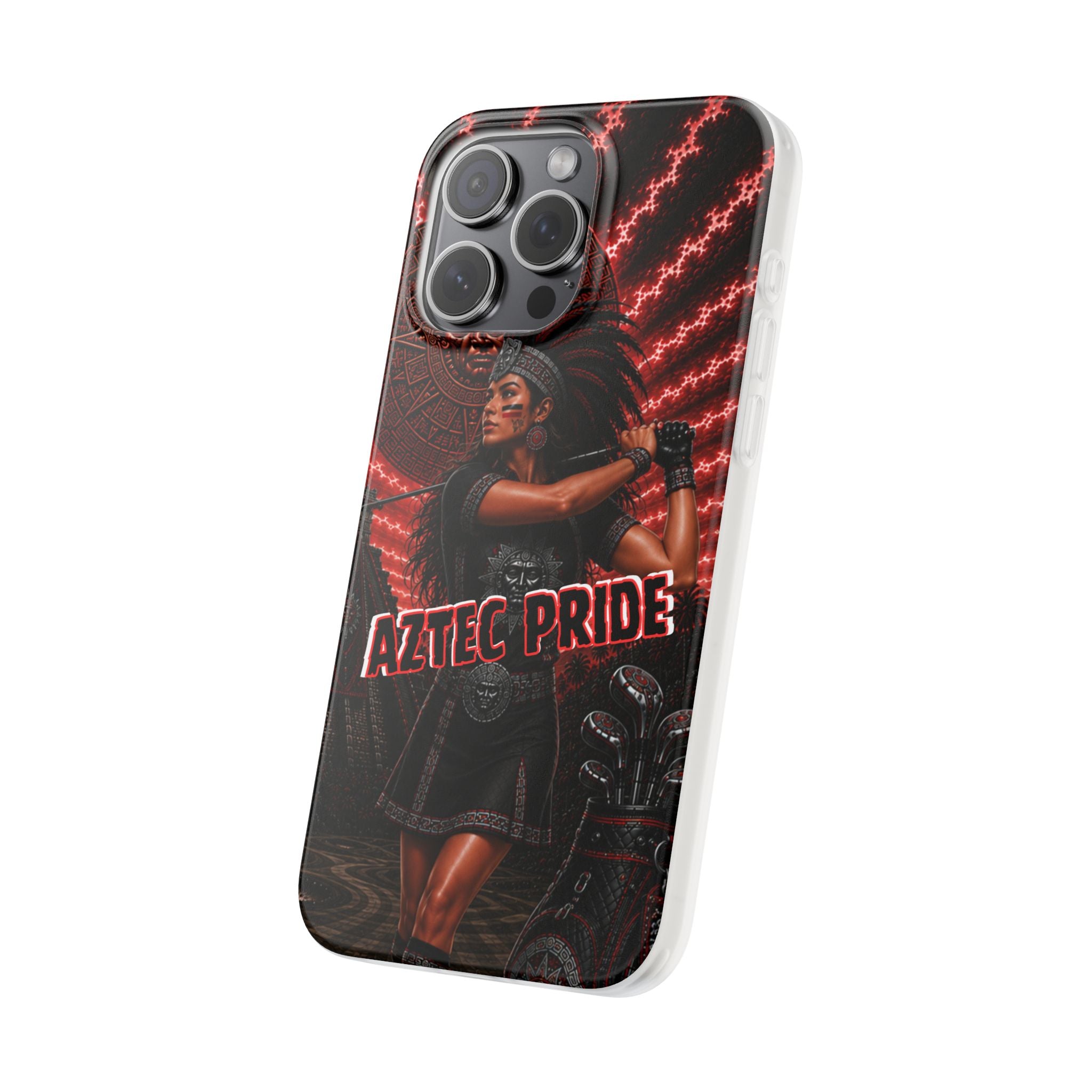 Aztec Golf Female Warrior – Flexi Phone Case (iPhone & Samsung • Clear TPU • Made & Shipped in the USA • 🚚 FREE USA Shipping • Personalized Option)