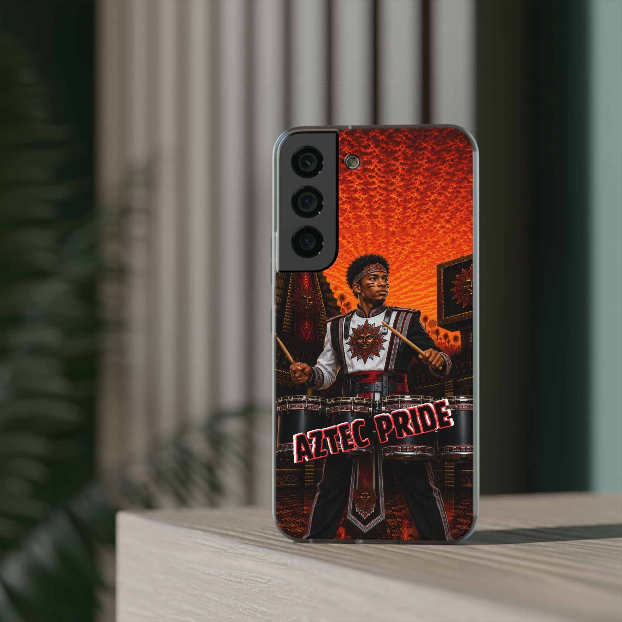 Aztec Band Warrior – Flexi Phone Case (iPhone & Samsung • Clear TPU • Made & Shipped in the USA • 🚚 FREE USA Shipping • Personalized Option)