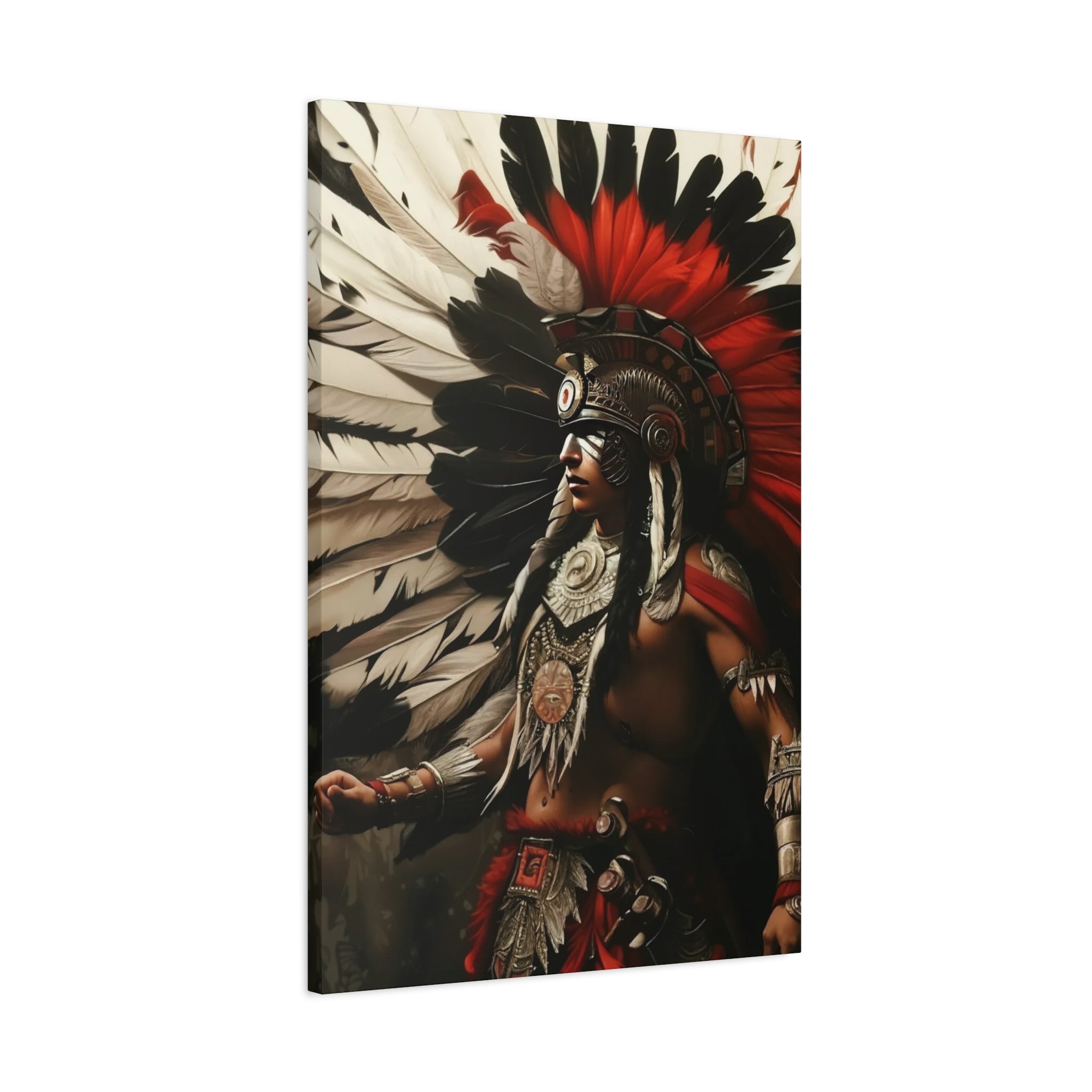 Aztec Fierce Warrior – Bold Aztec Wall Art Canvas