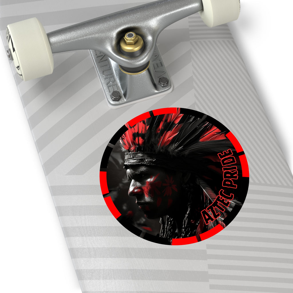 Aztec Jaguar Warrior Round Vinyl Sticker – Waterproof Matte Decal (2”–6”)