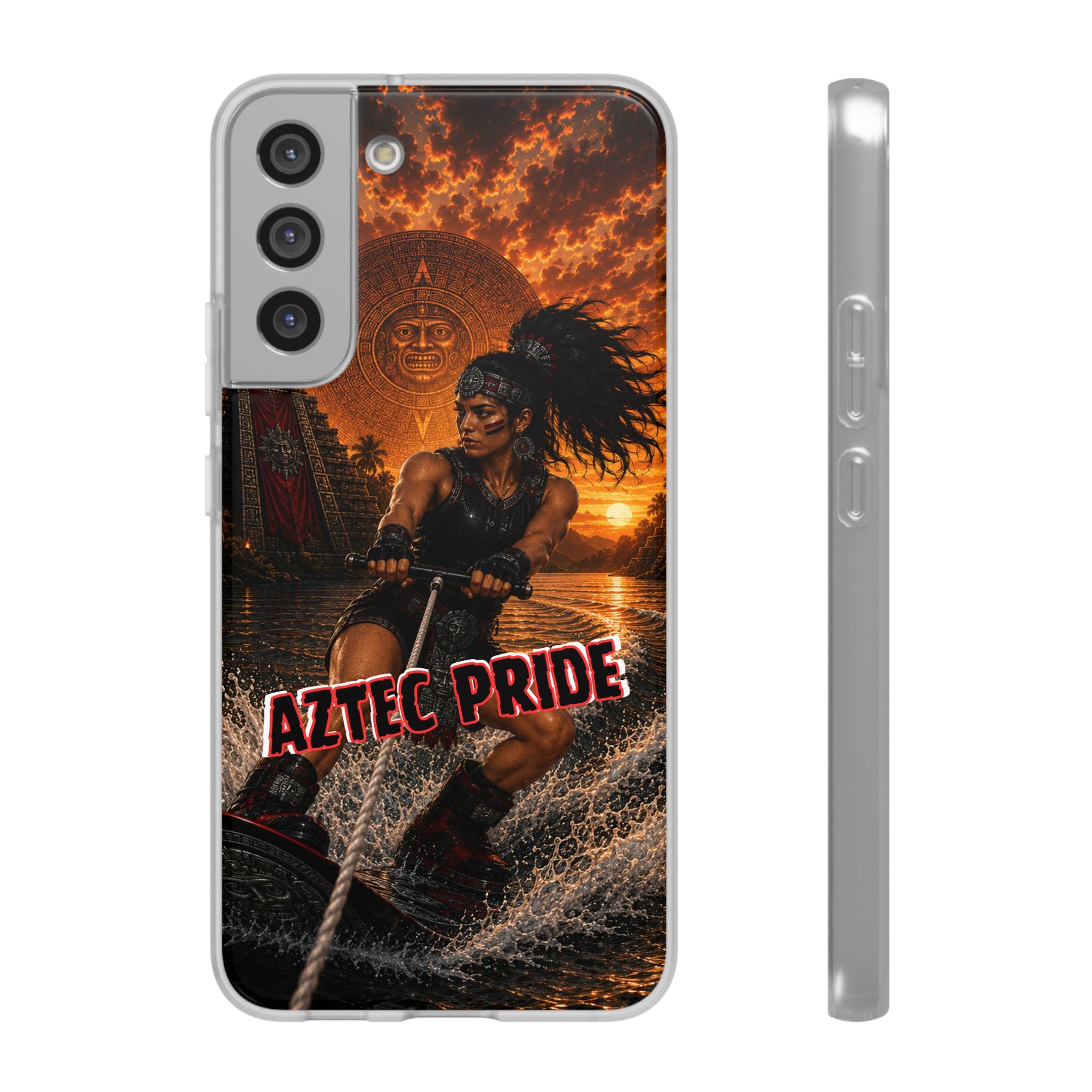 Aztec Wakeboard Female Warrior – Flexi Phone Case (iPhone & Samsung • Clear TPU • Made & Shipped in the USA • 🚚 FREE USA Shipping • Personalized Option)