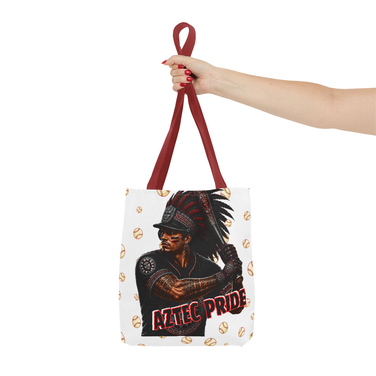 Aztec Baseball Warrior Tote Bag | Aztec-Inspired AI Art • Made & Shipped in the USA • 🚚 FREE USA Shipping • FREE Personalization