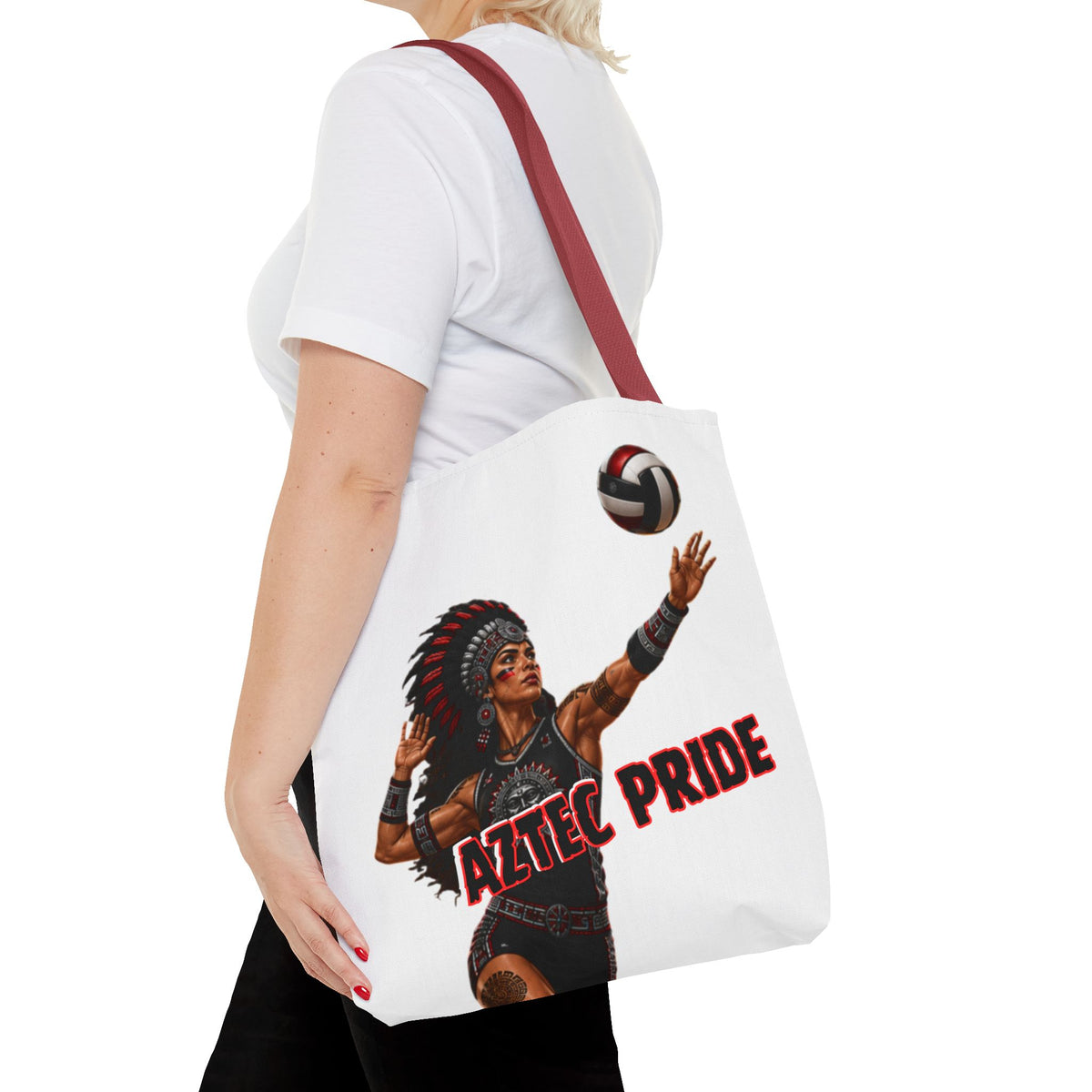 Aztec Volleyball Warrior Tote Bag | Aztec-Inspired AI Art • Made & Shipped in the USA • 🚚 FREE USA Shipping • FREE Personalization