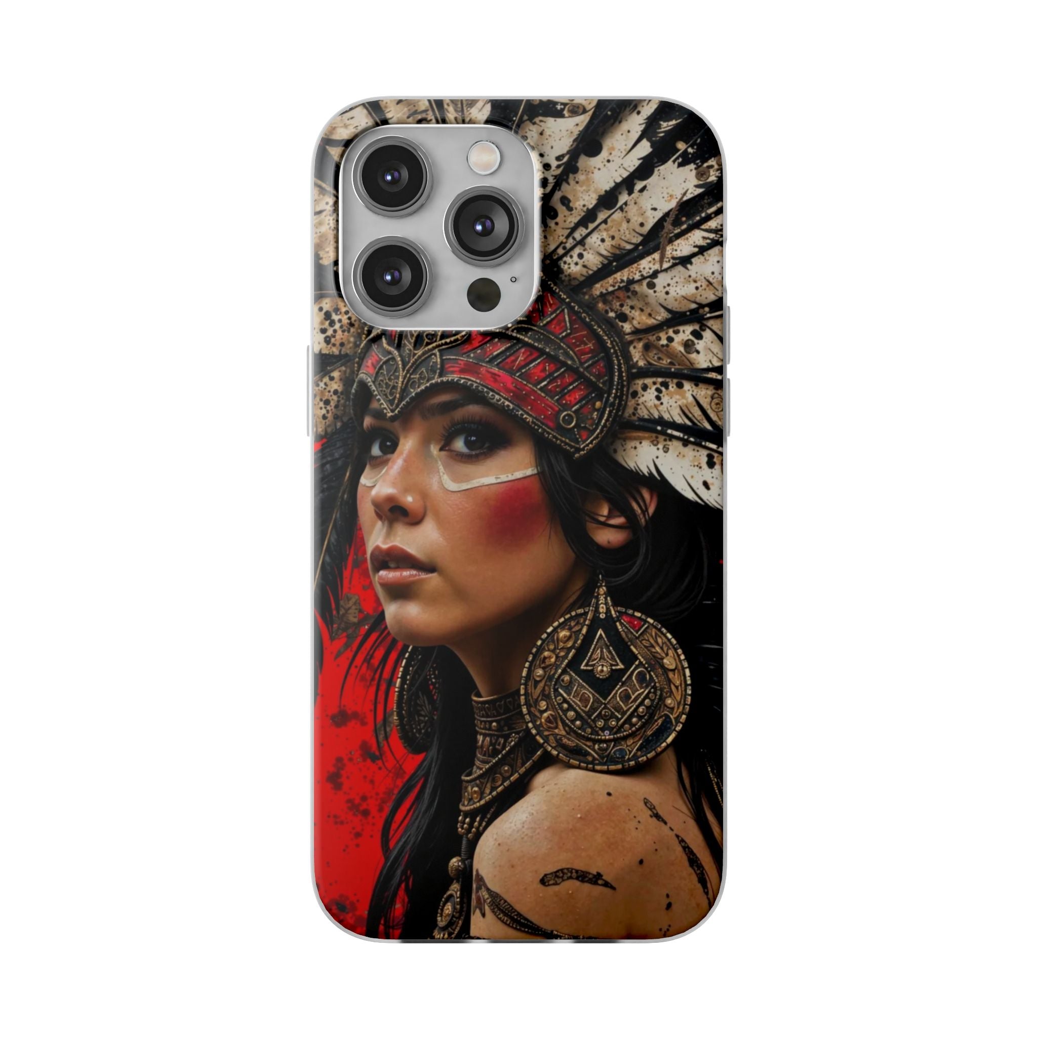 Aztec Moon Goddess – Flexi Phone Case (iPhone & Samsung • Clear TPU • Made in USA • Personalized Option)