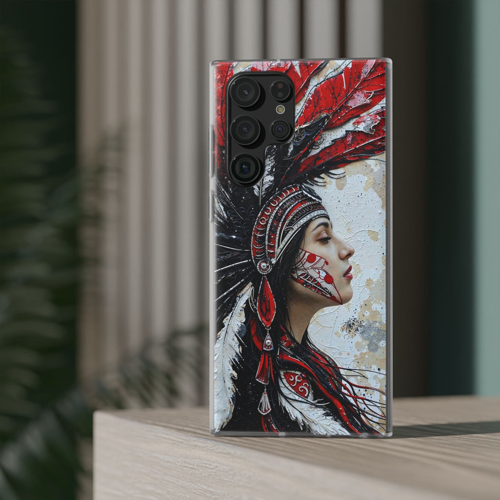 Aztec Silent Goddess – Flexi Phone Case (iPhone & Samsung • Clear TPU • Made in USA • Personalized Option)