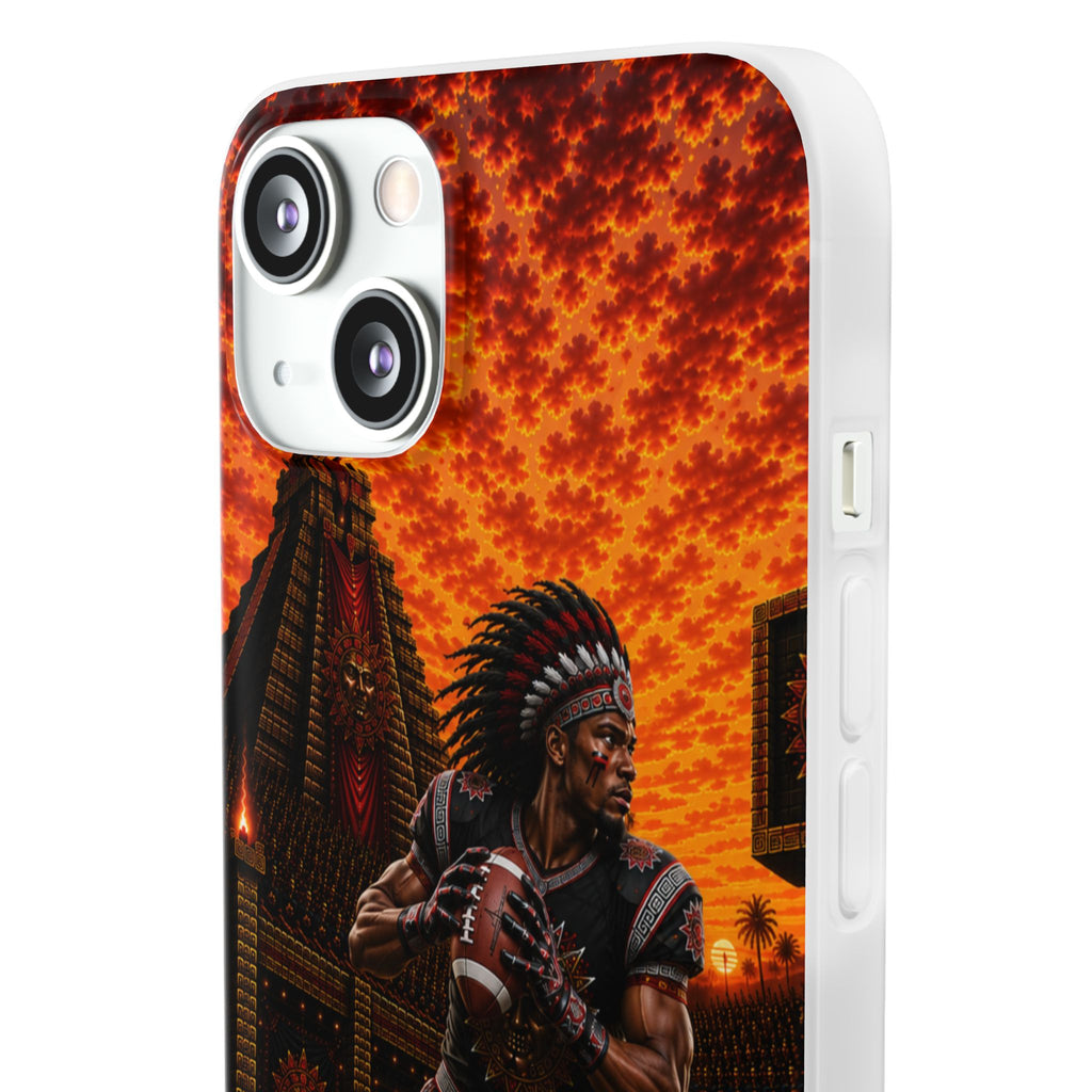 Aztec Football Warrior – Flexi Phone Case (iPhone & Samsung • Clear TPU • Made & Shipped in the USA • 🚚 FREE USA Shipping • Personalized Option)