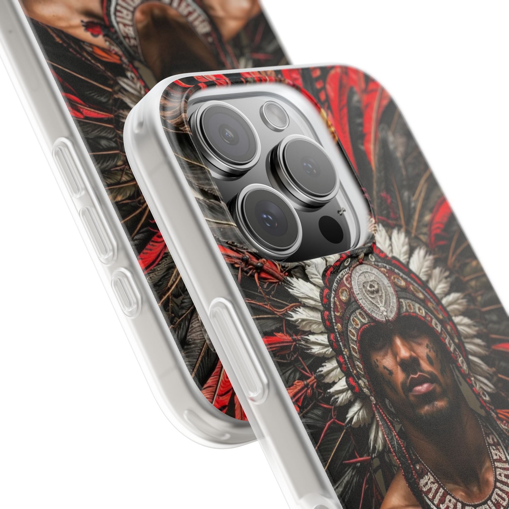 Aztec Warrior Eagle – Flexi Phone Case (iPhone & Samsung • Clear TPU • Made in USA • Personalized Option)