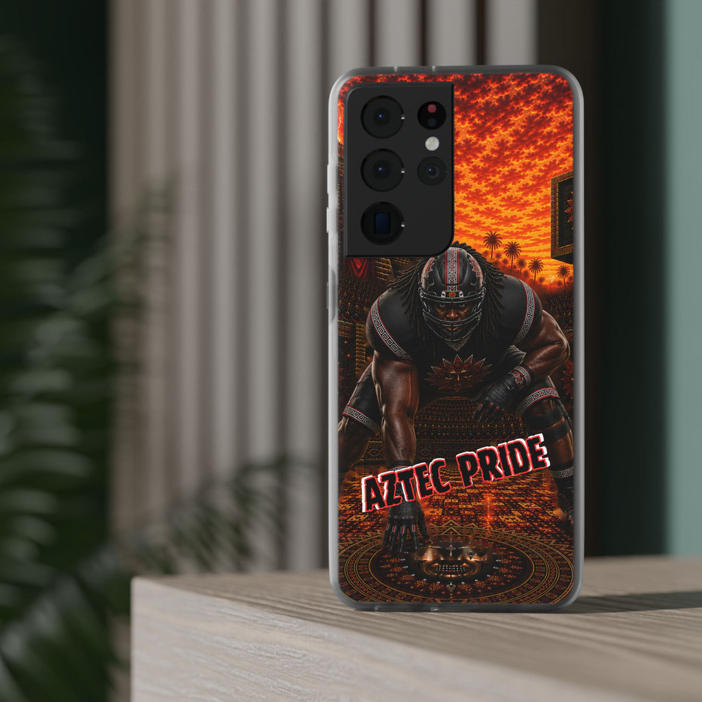Aztec Football Warrior – Flexi Phone Case (iPhone & Samsung • Clear TPU • Made & Shipped in the USA • 🚚 FREE USA Shipping • Personalized Option)