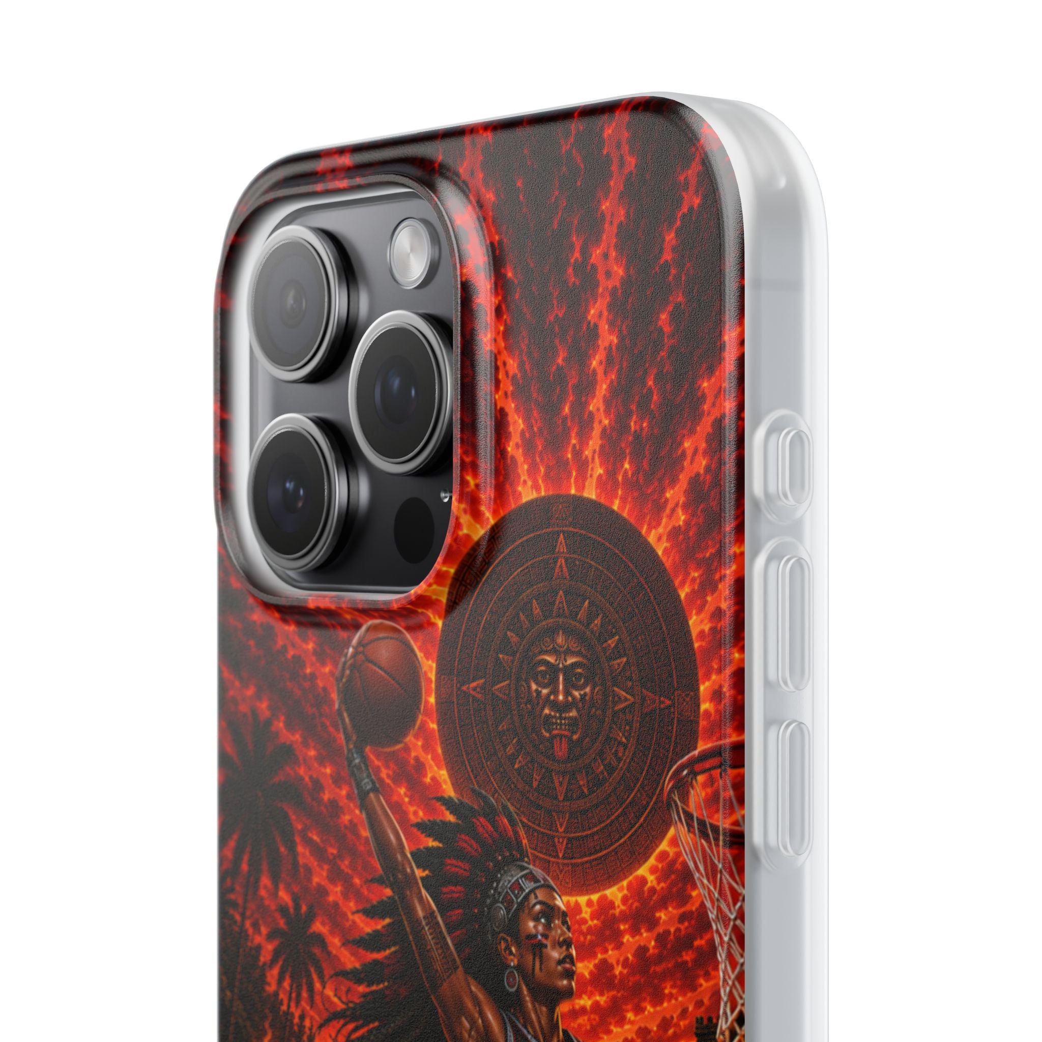 Aztec Basketball Female Warrior – Flexi Phone Case (iPhone & Samsung • Clear TPU • Made & Shipped in the USA • 🚚 FREE USA Shipping • Personalized Option)