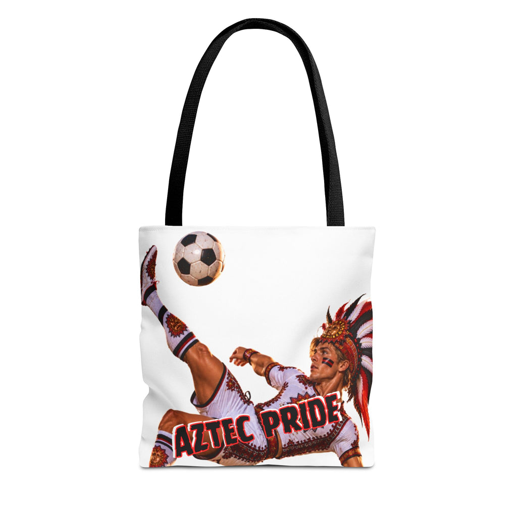 Aztec Soccer Warrior Tote Bag | Aztec-Inspired AI Art • Made & Shipped in the USA • 🚚 FREE USA Shipping • FREE Personalization
