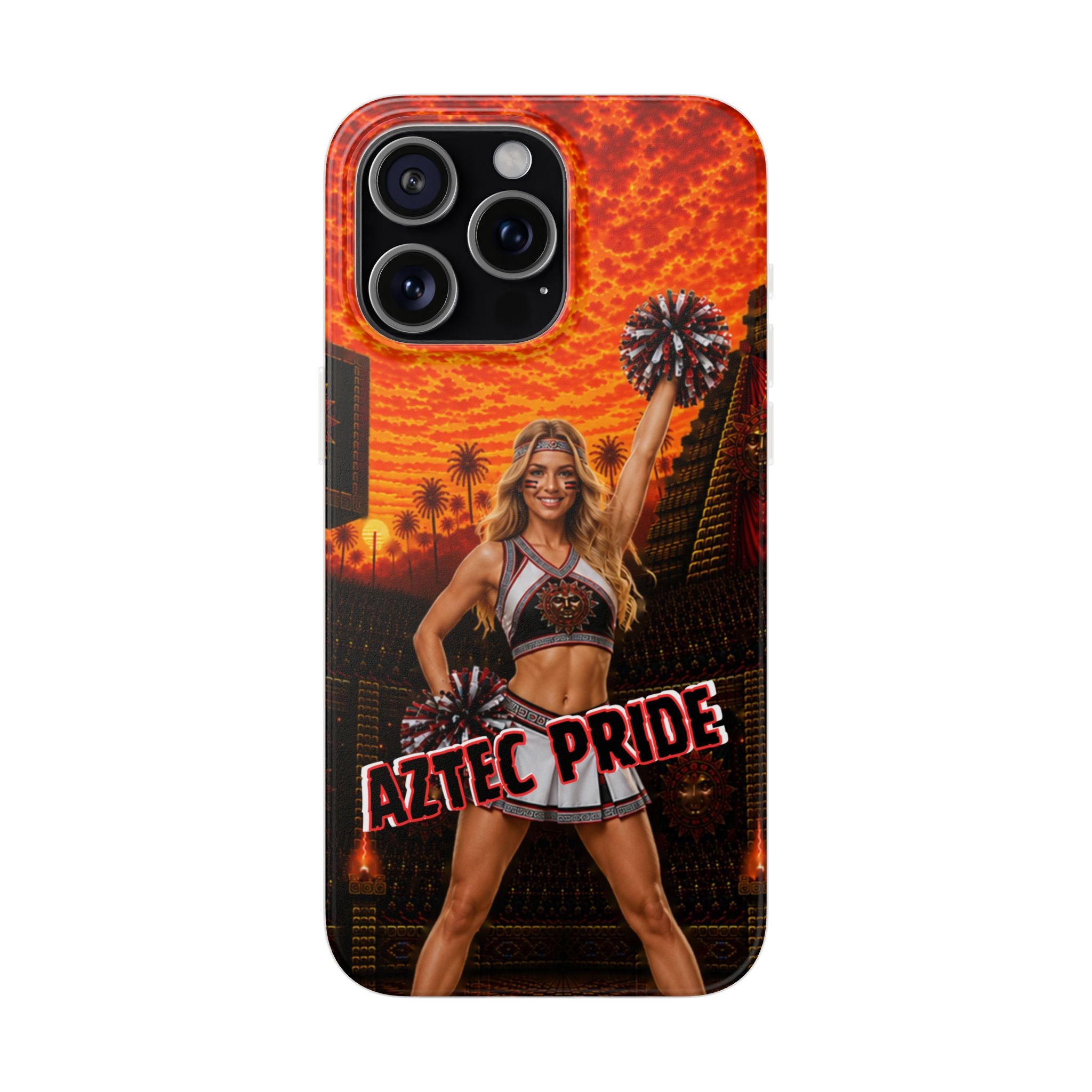 Aztec Cheerleader Warrior – Flexi Phone Case (iPhone & Samsung • Clear TPU • Made & Shipped in the USA • 🚚 FREE USA Shipping • Personalized Option)