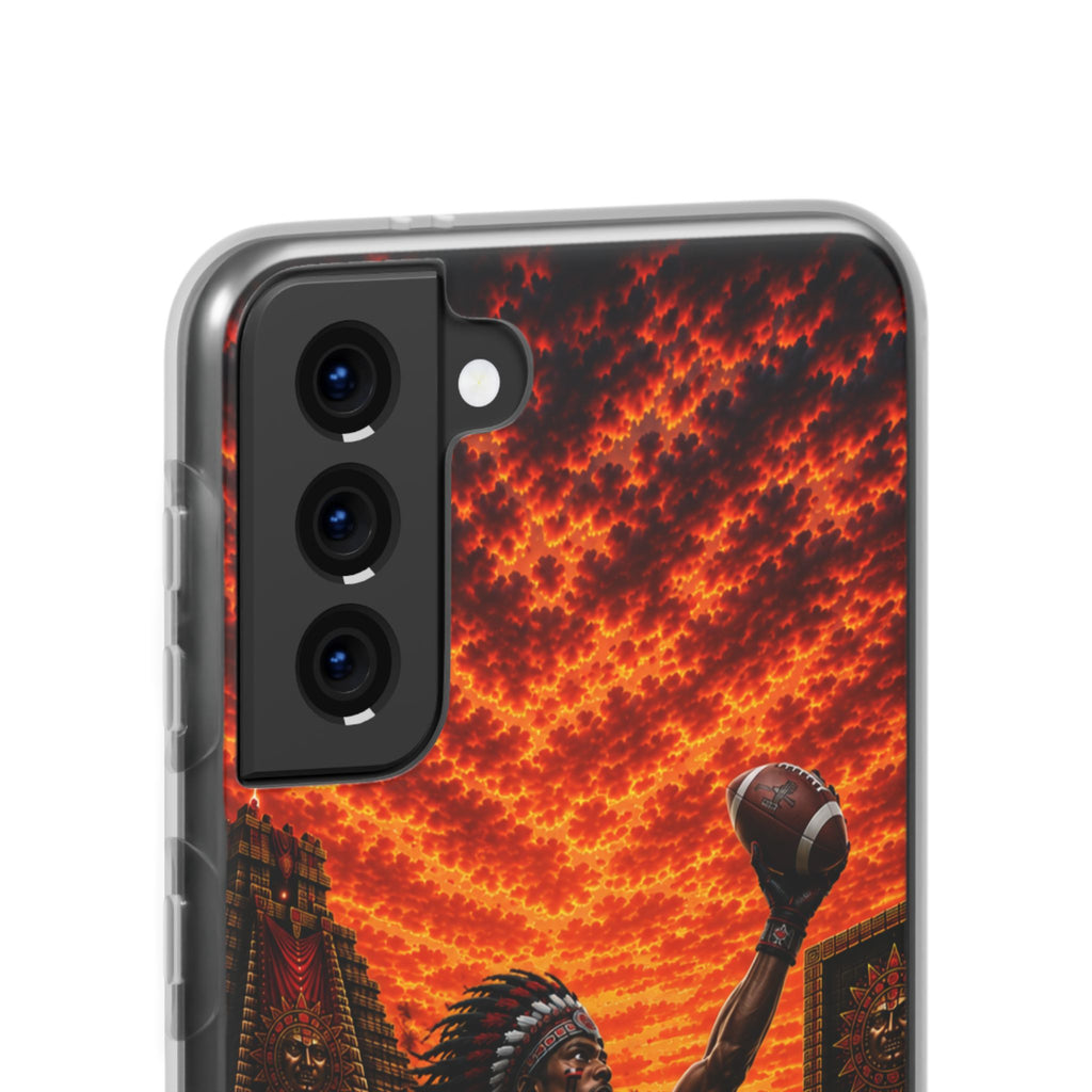 Aztec Football Warrior – Flexi Phone Case (iPhone & Samsung • Clear TPU • Made & Shipped in the USA • 🚚 FREE USA Shipping • Personalized Option)