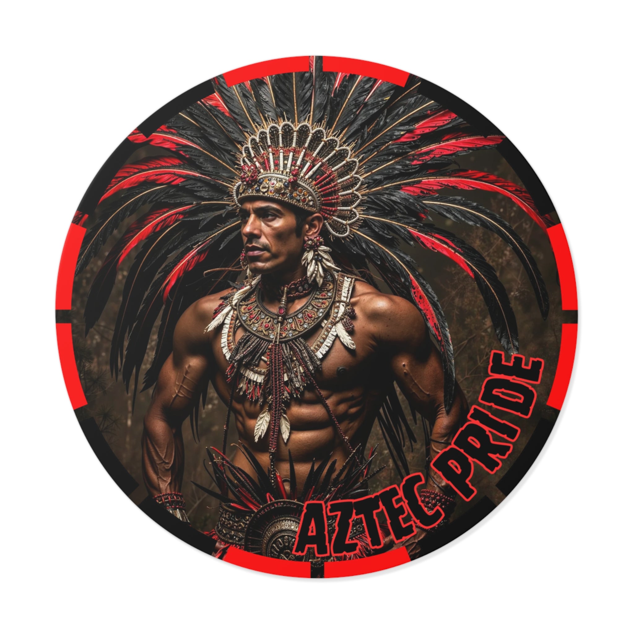 Aztec Sun Guardian Round Vinyl Sticker – Waterproof Matte Decal (2”–6”)